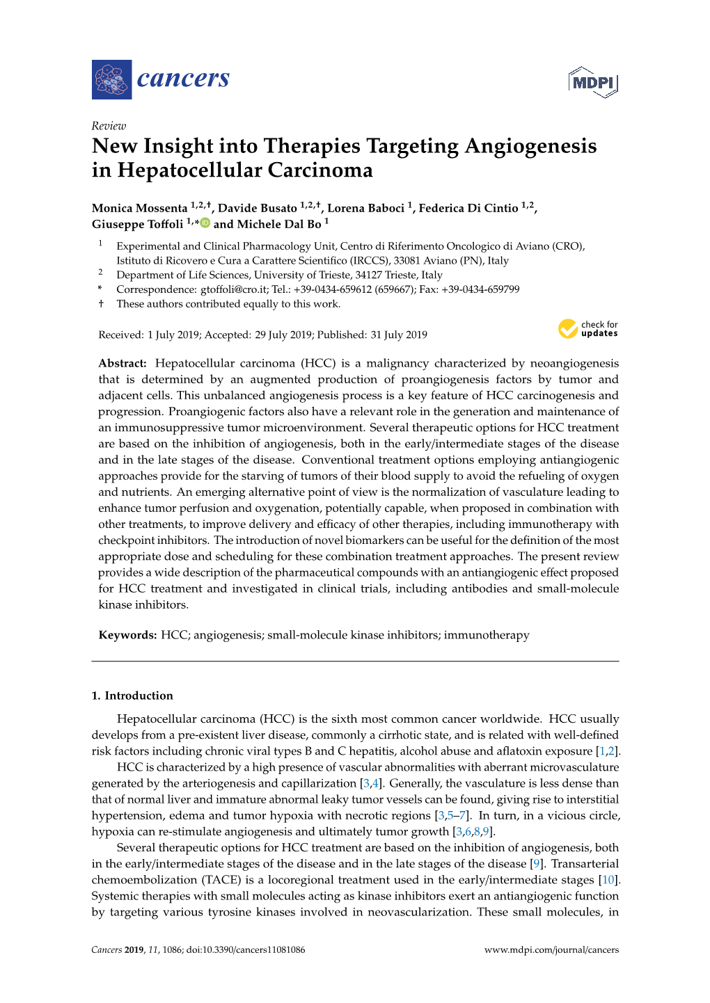 New Insight Into Therapies Targeting Angiogenesis in Hepatocellular Carcinoma