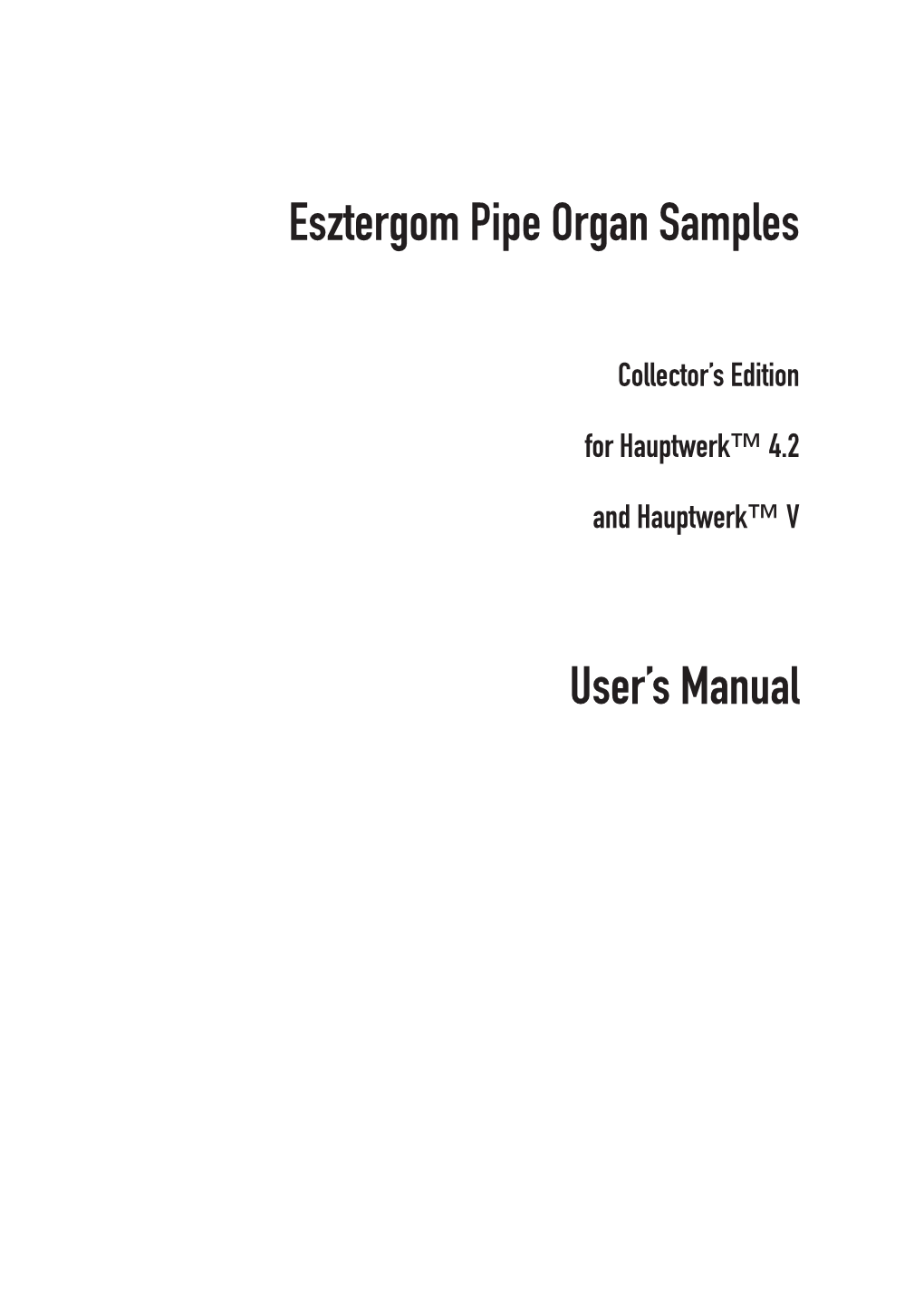 Esztergom Pipe Organ Samples User's Manual