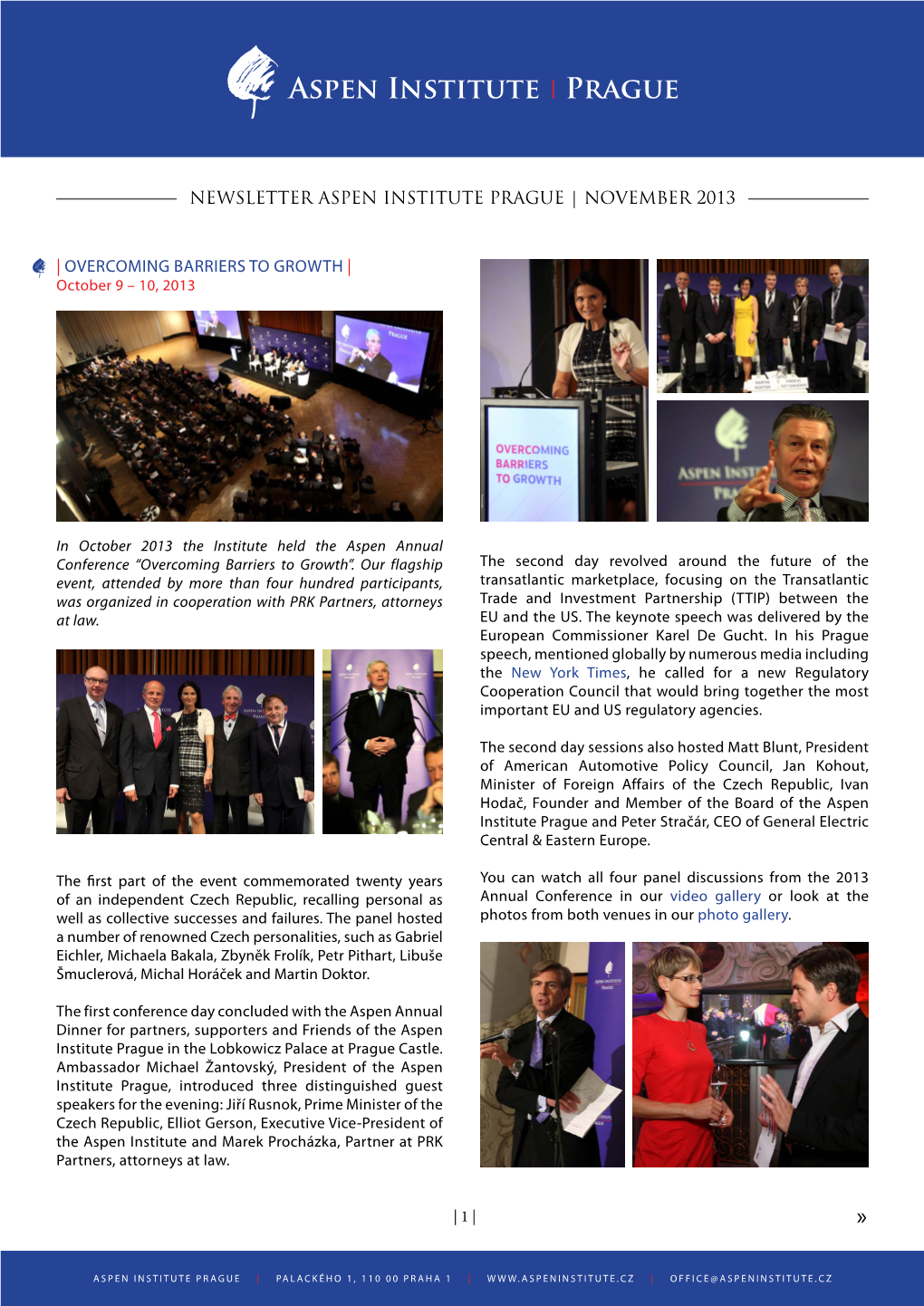 Newsletter Aspen Institute Prague | November 2013