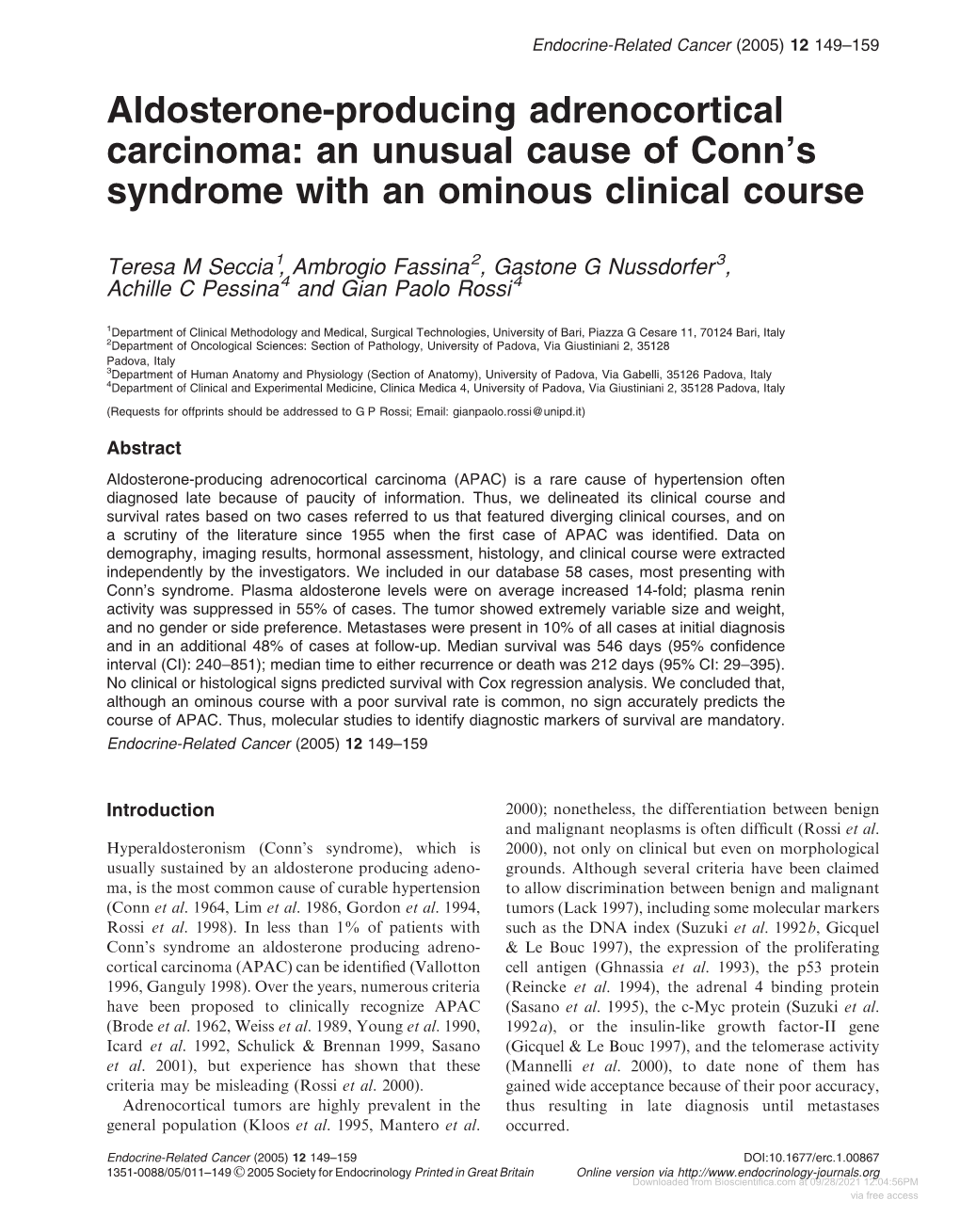 Aldosterone-Producing Adrenocortical Carcinoma: an Unusual Cause of Conn’S Syndrome with an Ominous Clinical Course