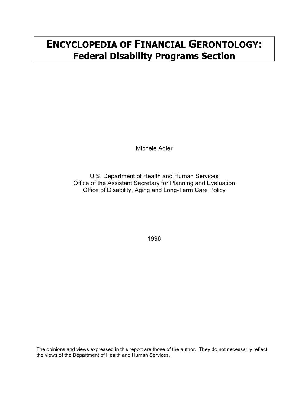 Federal Disability Programs Section