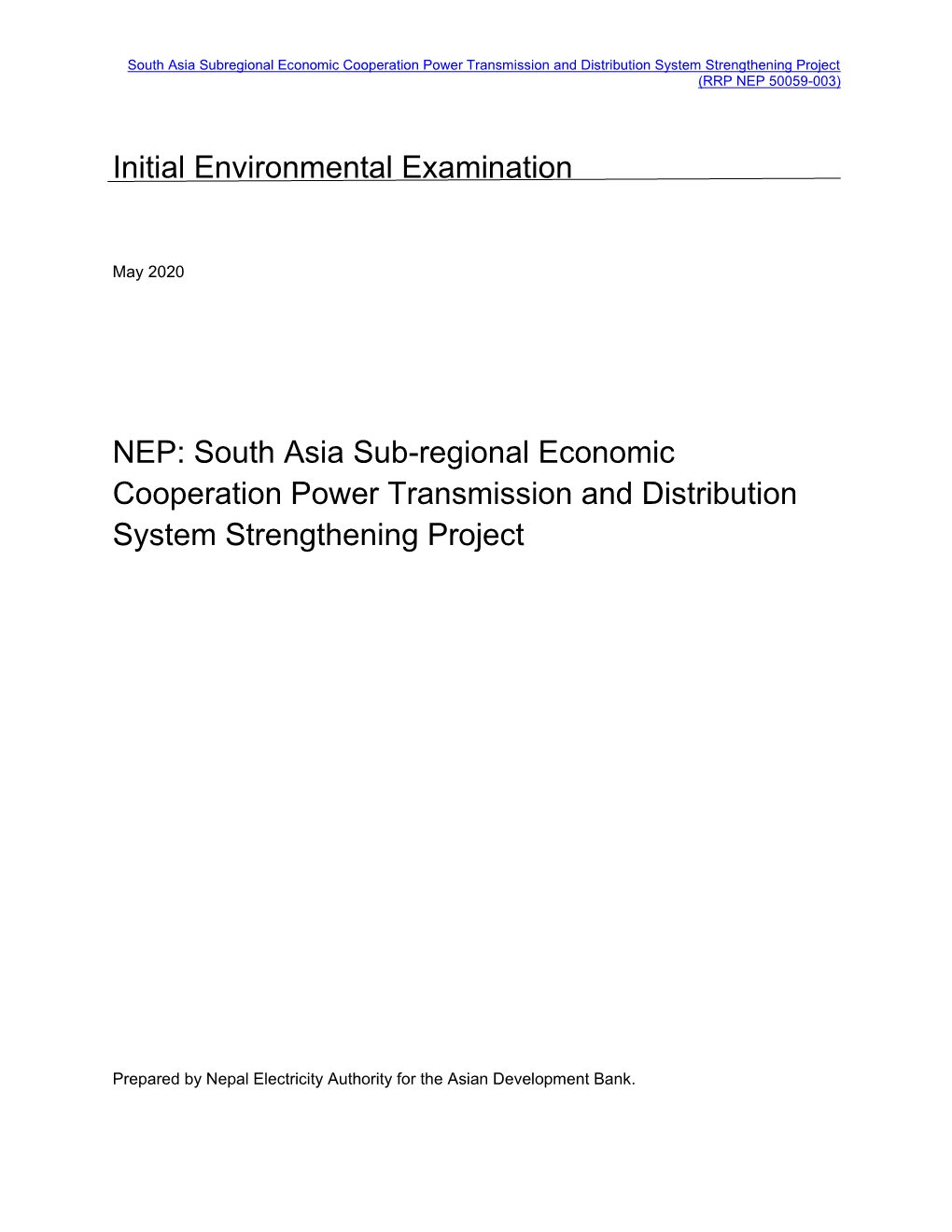 Initial Environmental Examination