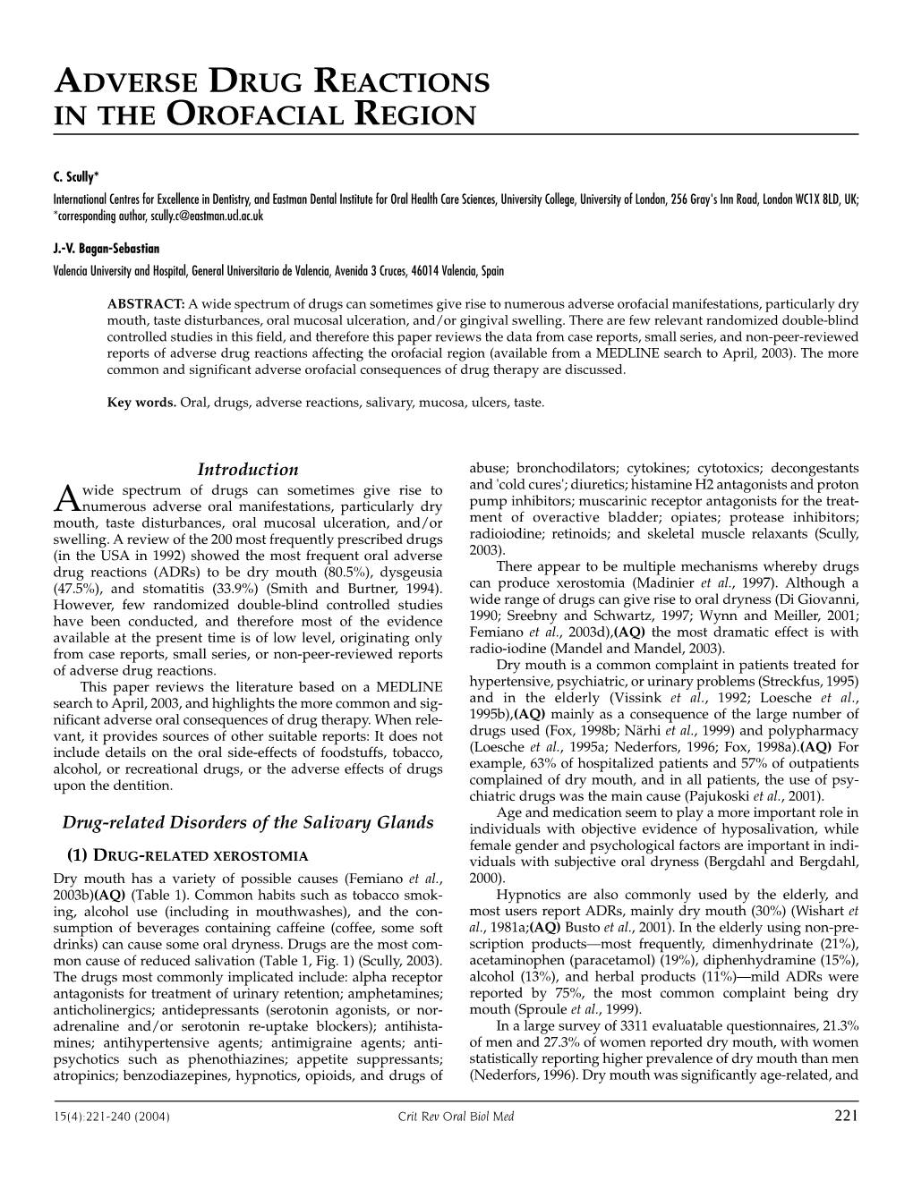 Adverse Drug Reactions in the Orofacial Region