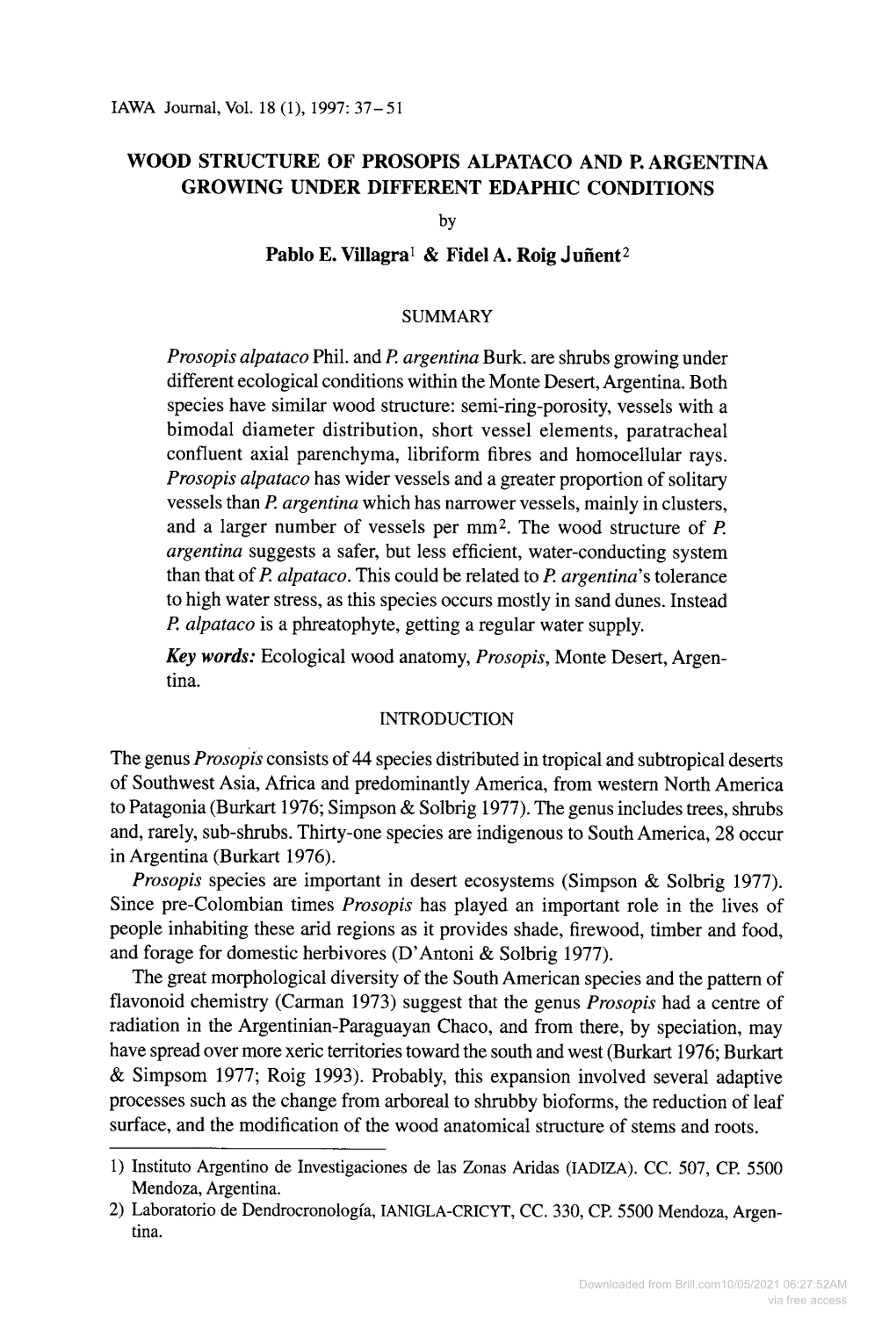 Downloaded from Brill.Com10/05/2021 06:27:52AM Via Free Access 38 IAWA Journal, Vol