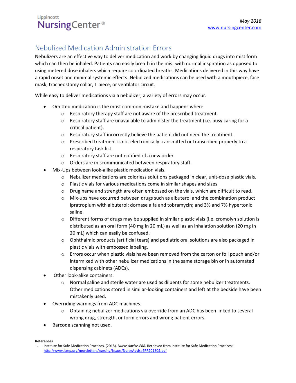 Nebulized Medication Administration Errors