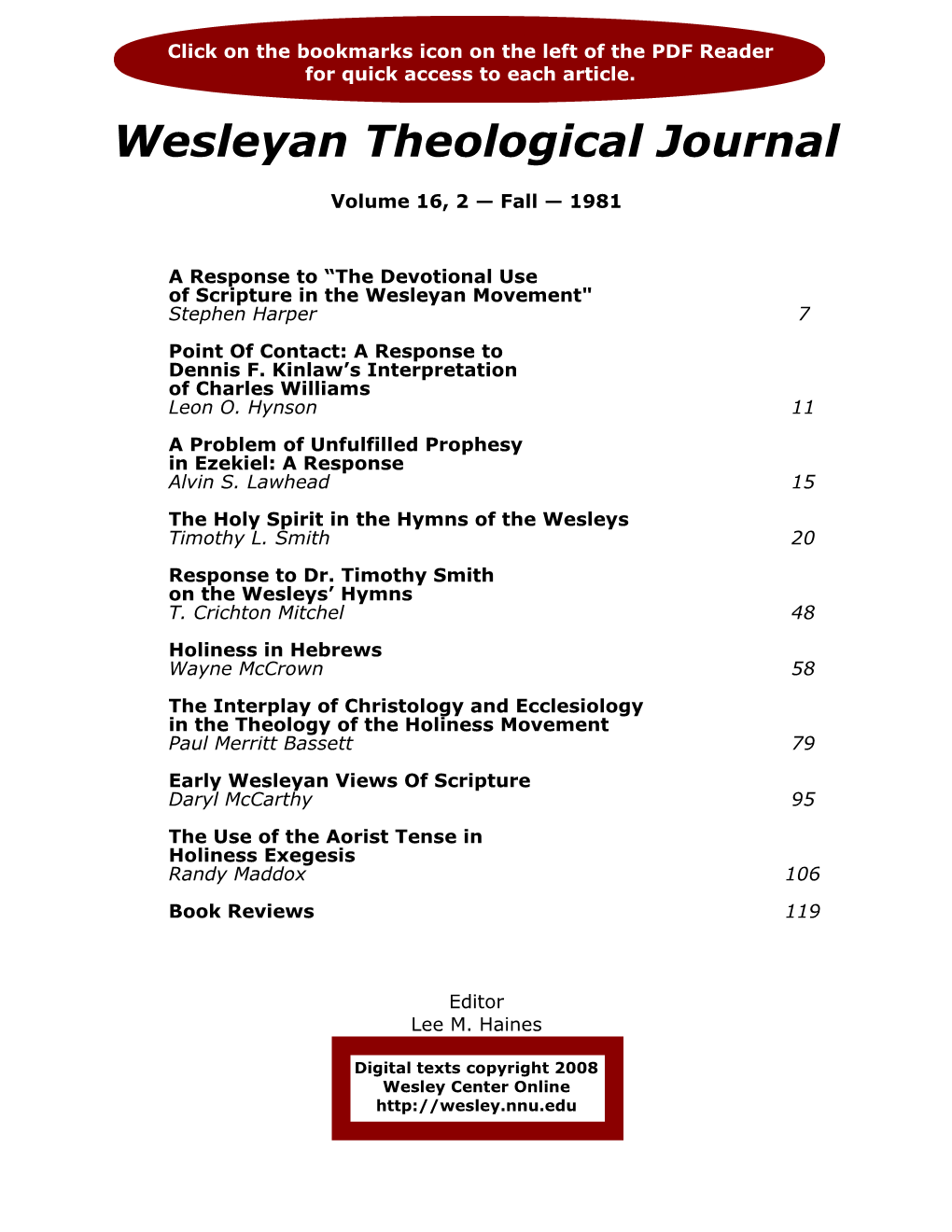 Wesleyan Theological Journal