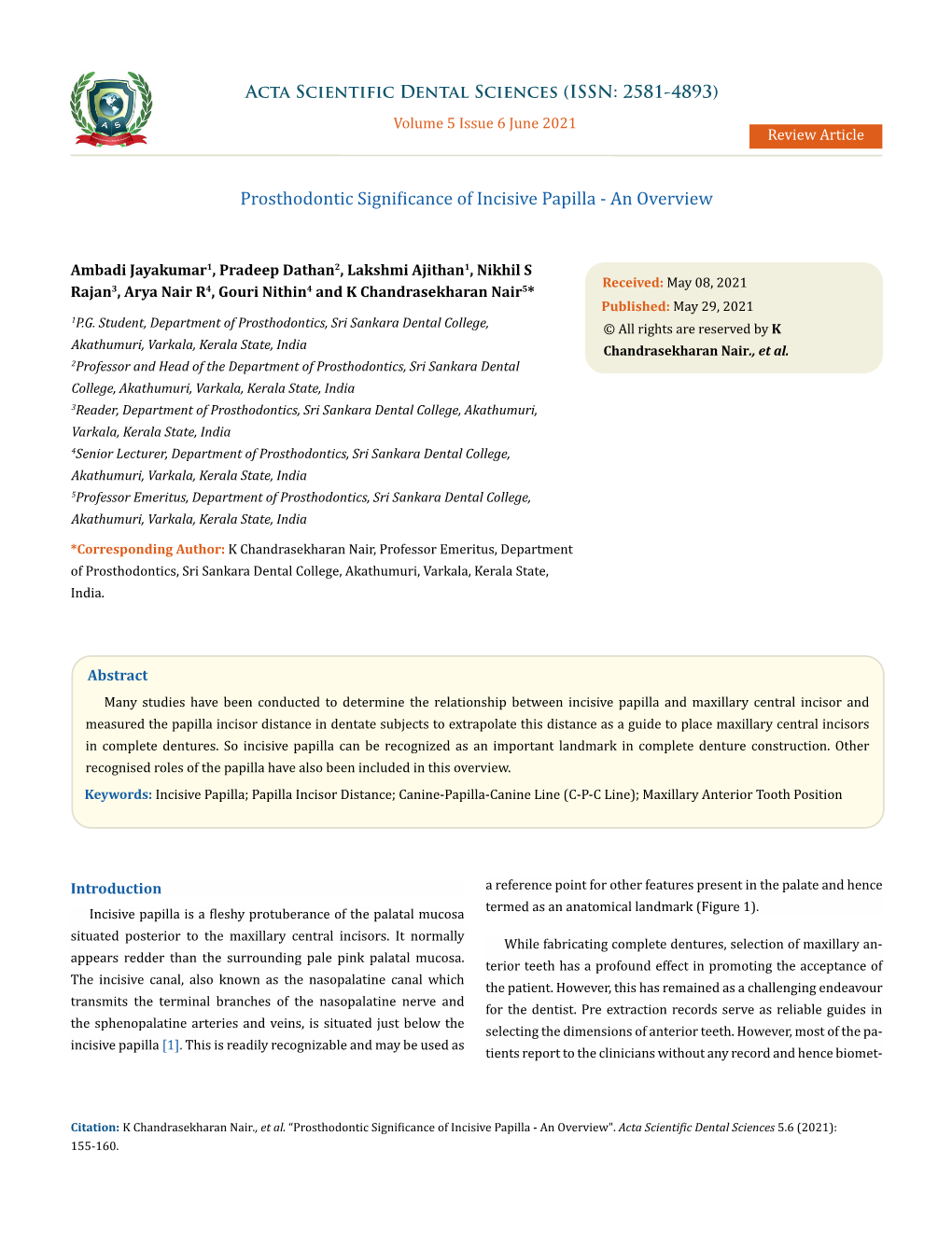 Prosthodontic Significance of Incisive Papilla