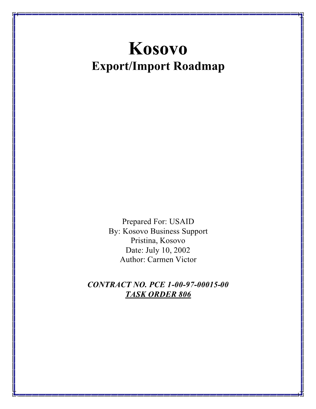 Kosovo Export/Import Roadmap