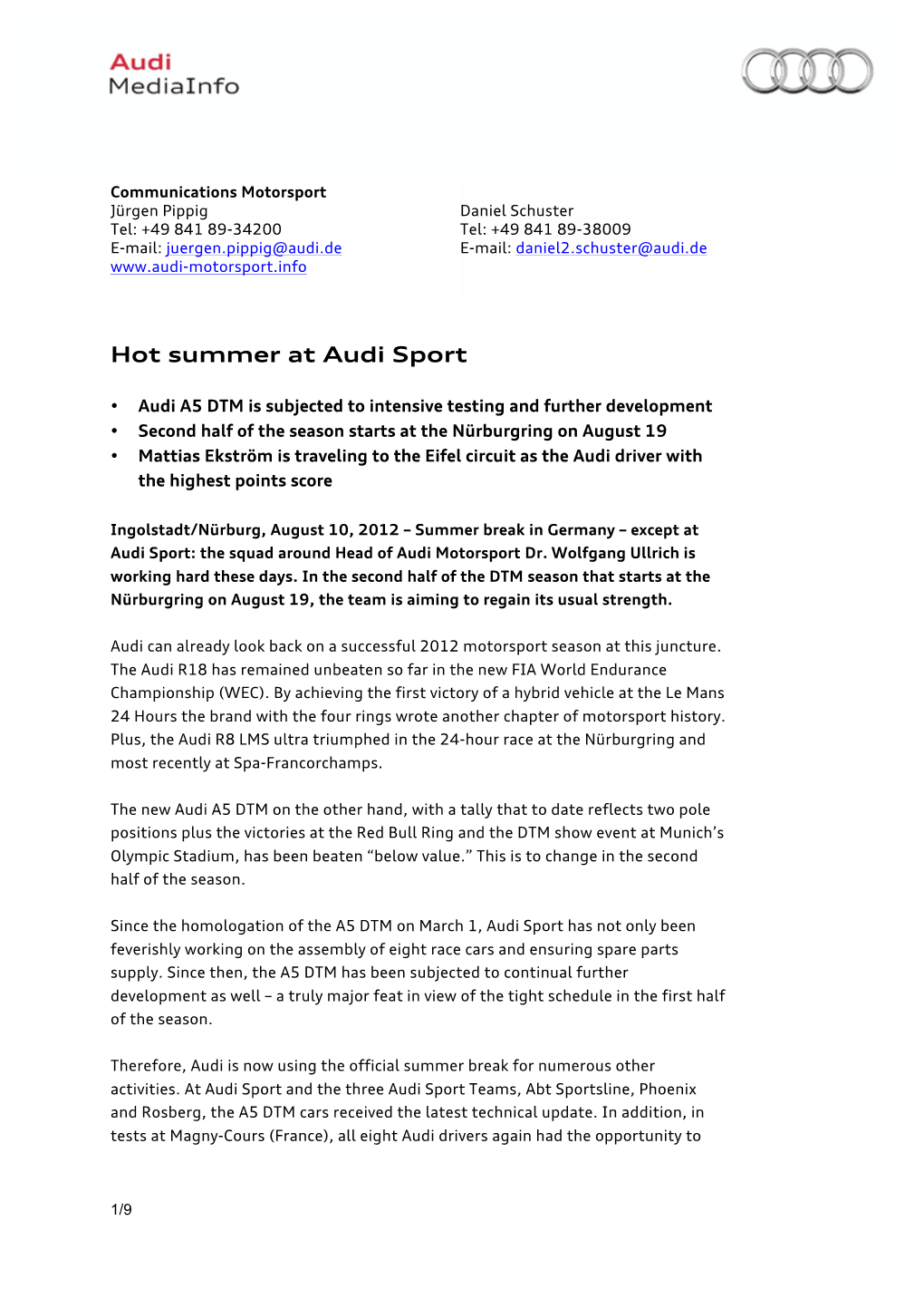 Hot Summer at Audi Sport