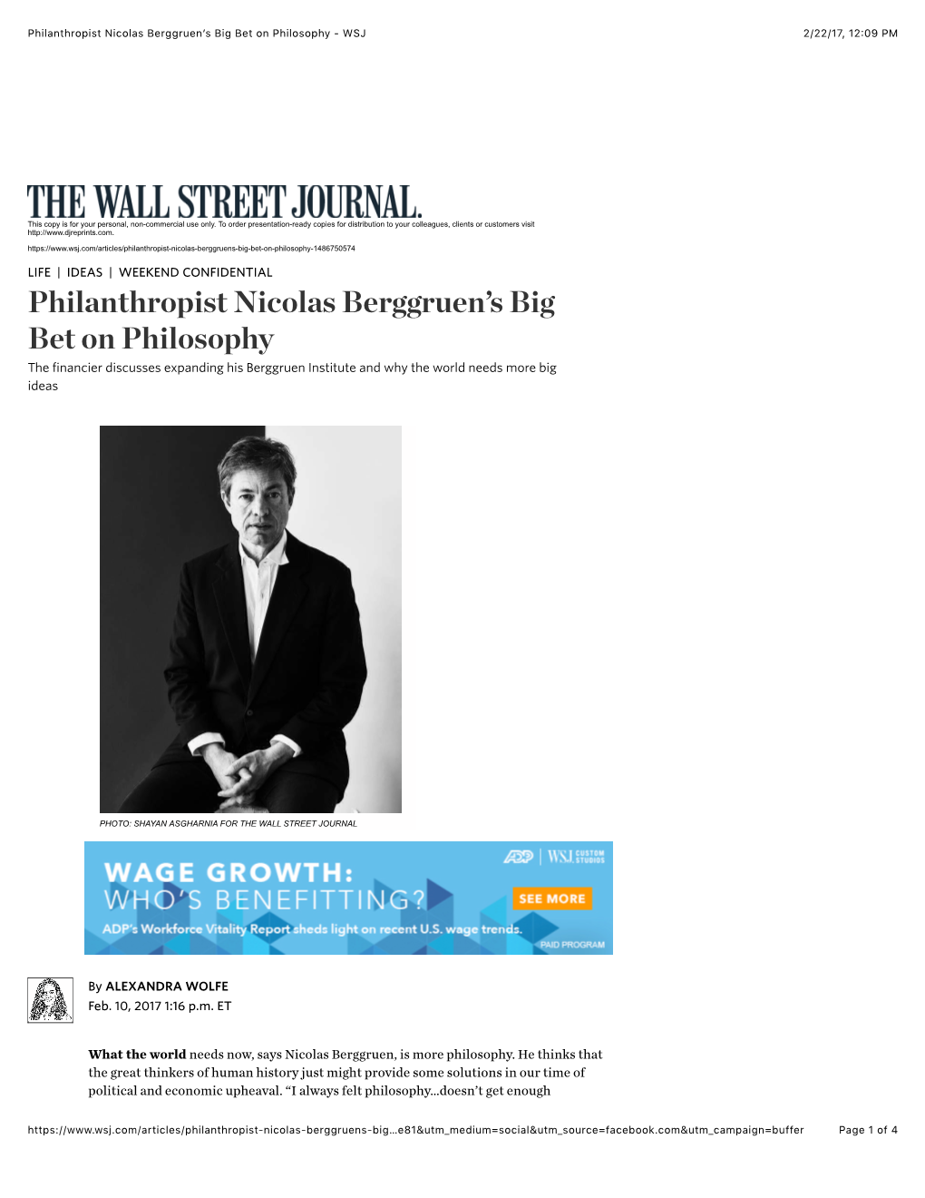 Philanthropist Nicolas Berggruen's Big Bet on Philosophy