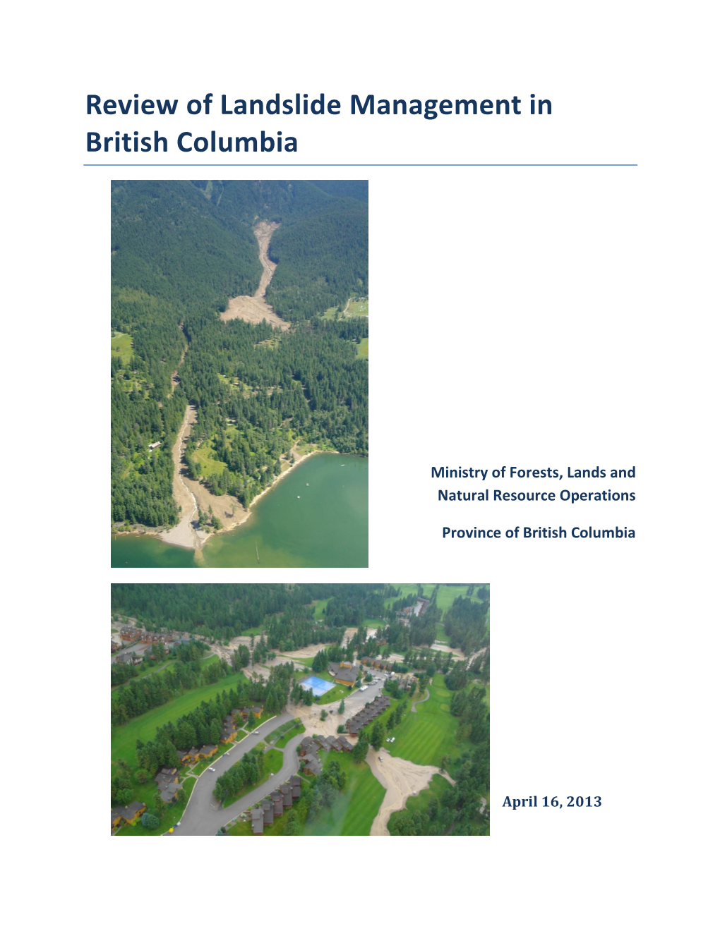 Landslide Management in B.C