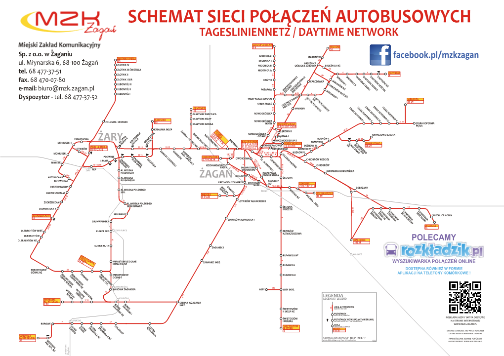 Schemat Sieci Połączeń Autobusowych Tagesliniennetz / Daytime Network