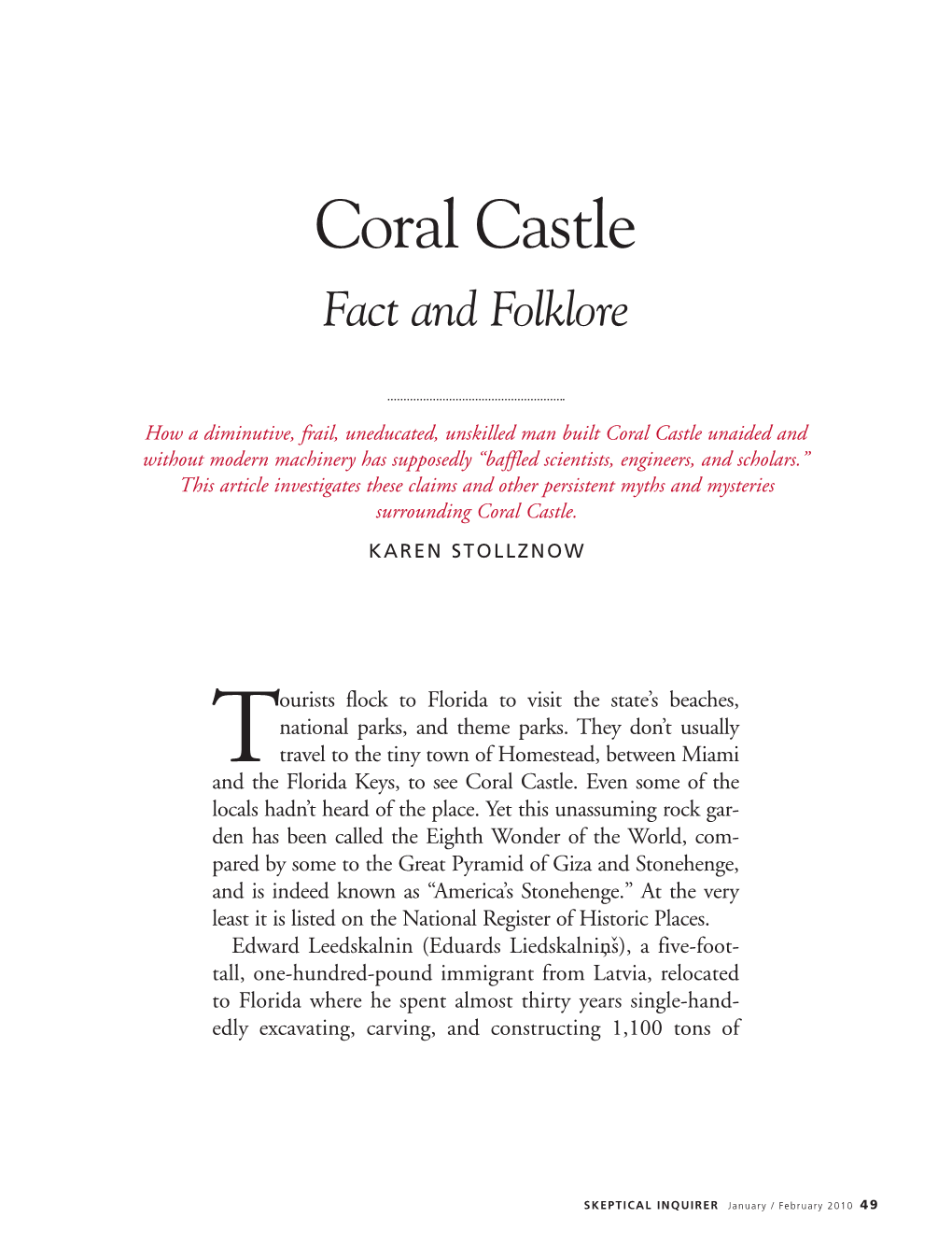 Coral Castle Fact and Folklore