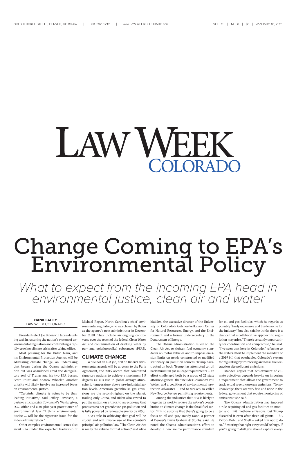 Change Coming to EPA's Environmental Policy