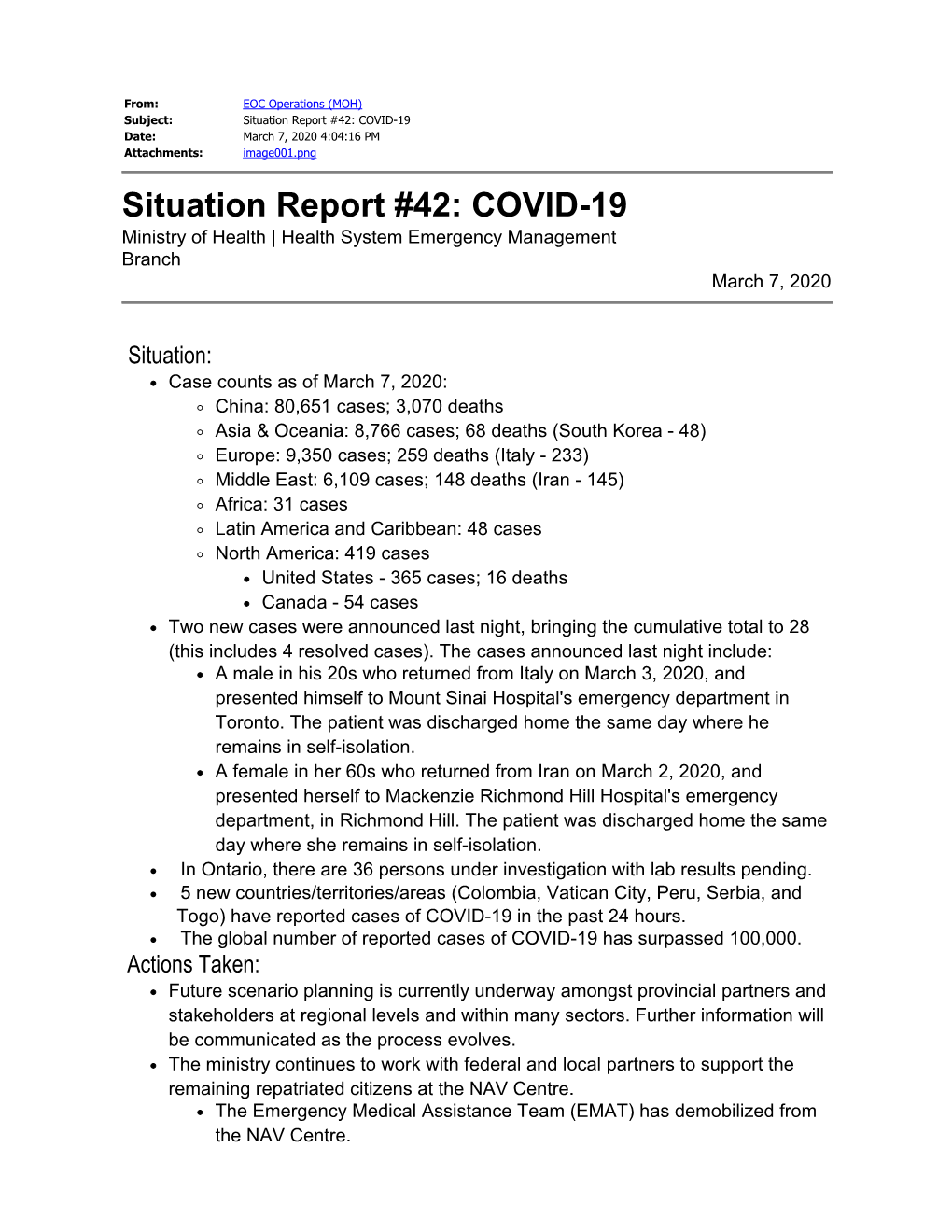 Situation Report #42: COVID-19