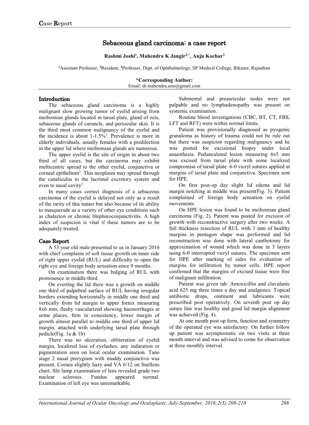 Sebaceous Gland Carcinoma: a Case Report