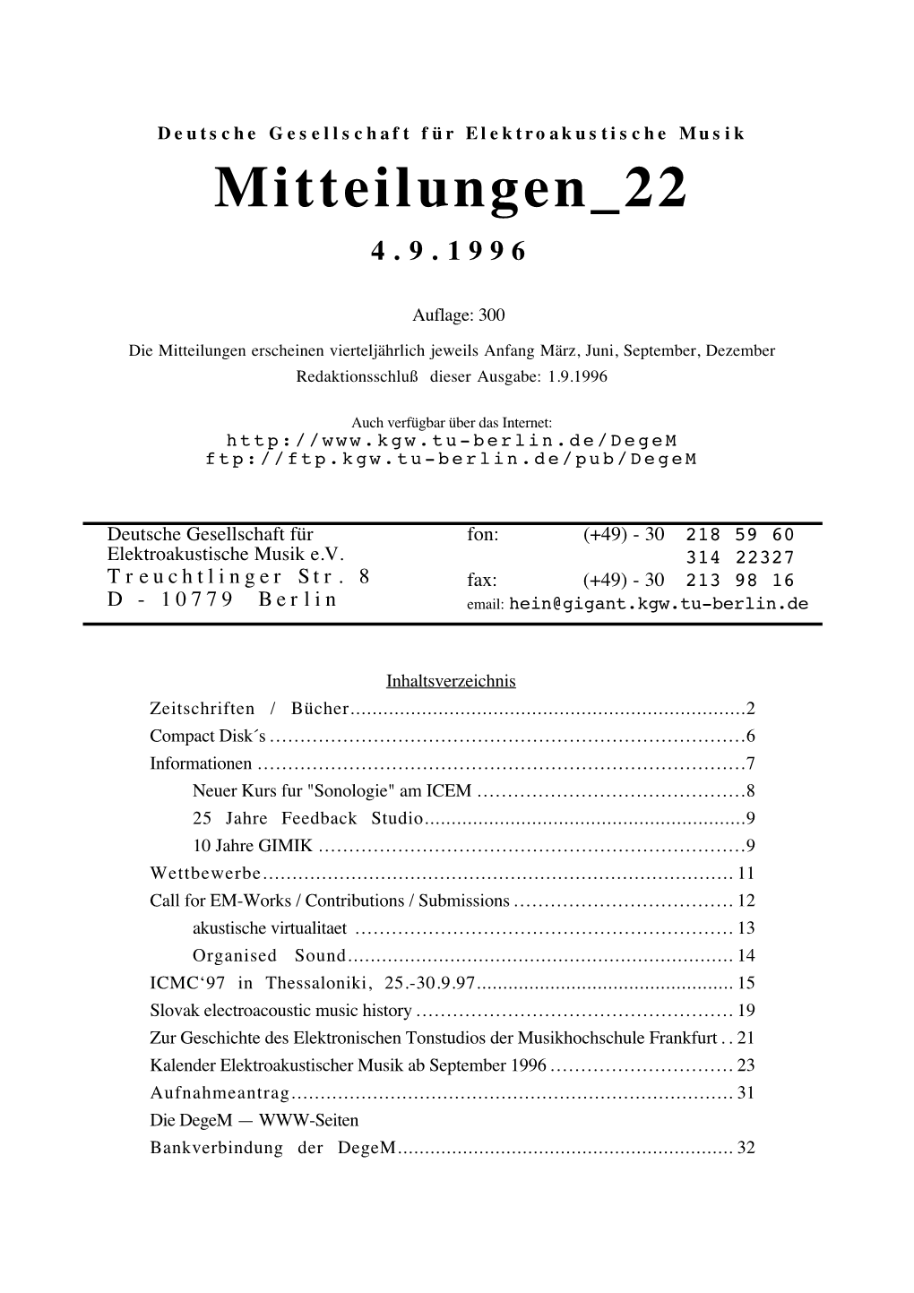 DEGEM – Mitteilungen 22