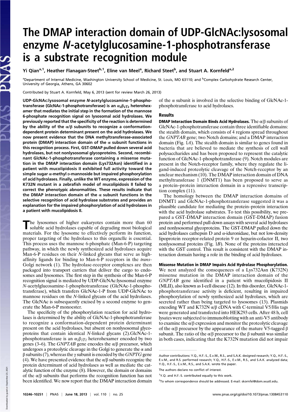 The DMAP Interaction Domain of UDP-Glcnac:Lysosomal Enzyme N-Acetylglucosamine-1-Phosphotransferase Is a Substrate Recognition Module