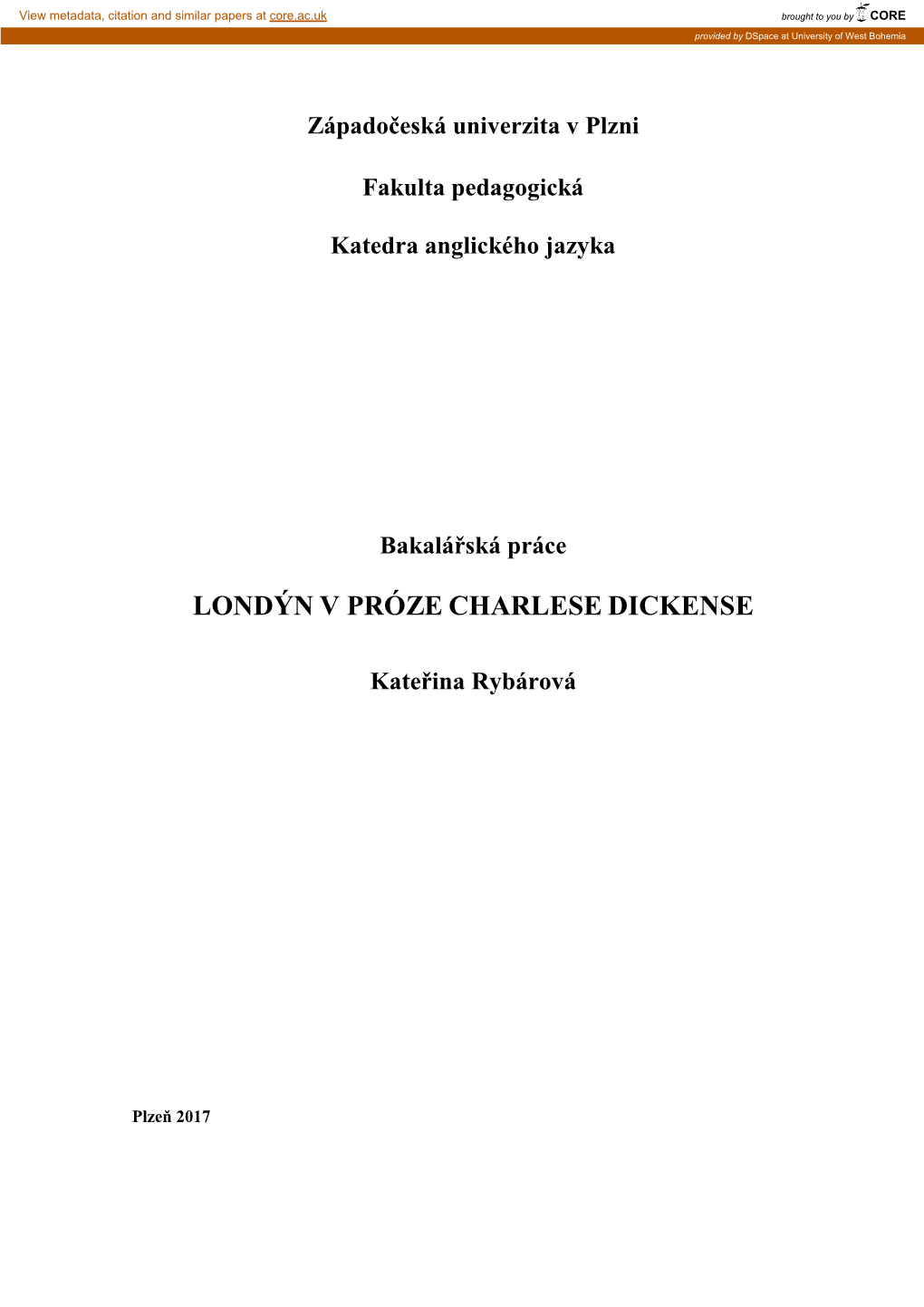 Londýn V Próze Charlese Dickense