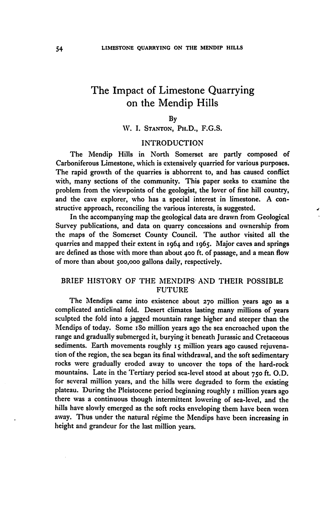 The Impact of Limestone Quarrying on the Mendip Hills by W