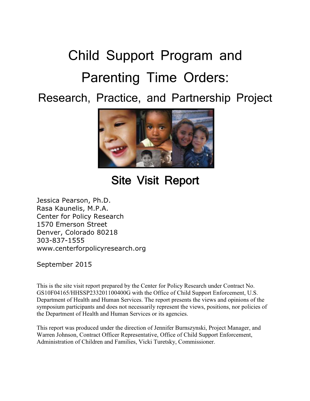 Child Support Program and Parenting Time Orders: Research, Practice, and Partnership Project