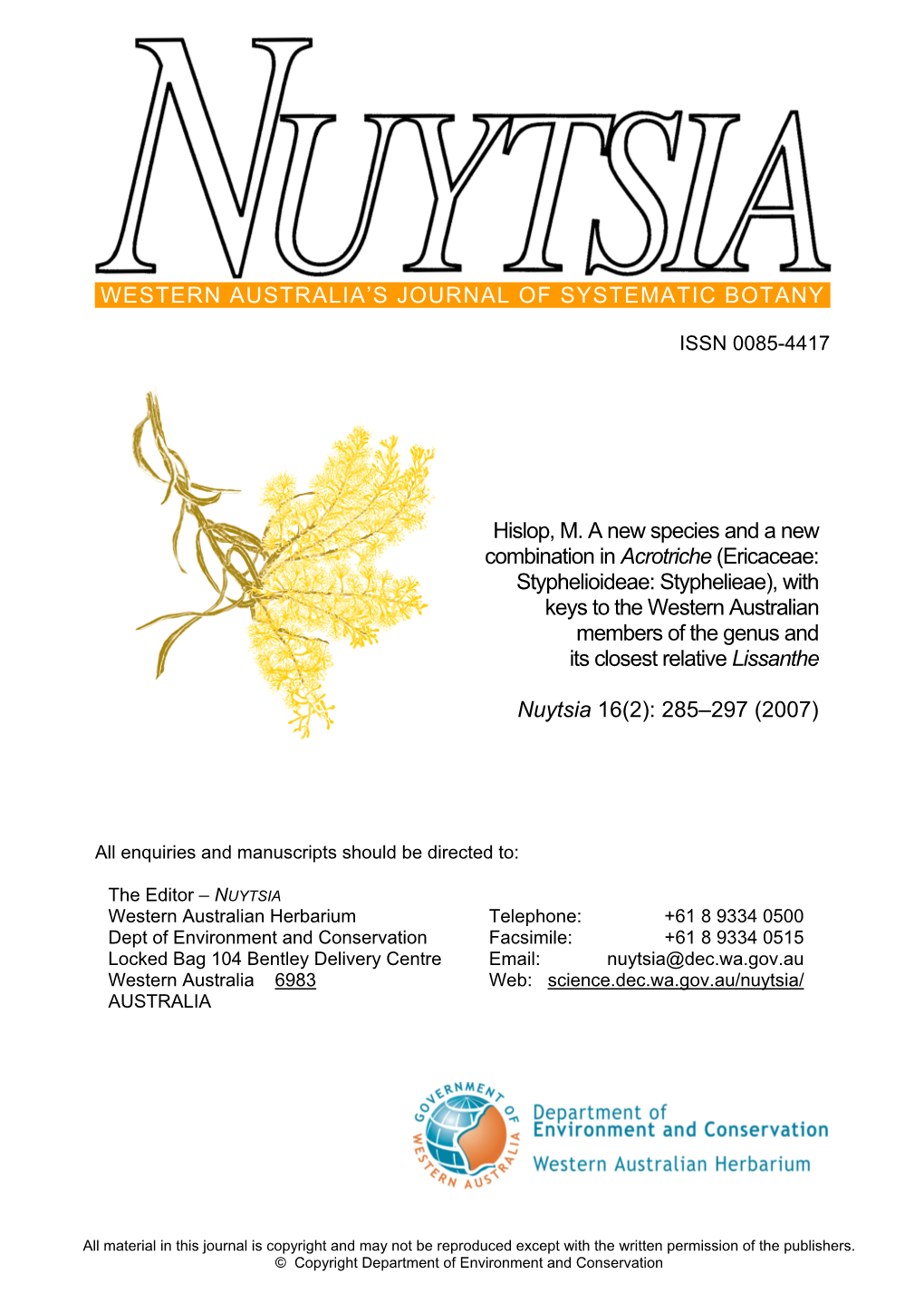 Western Australia's Journal of Systematic Botany G