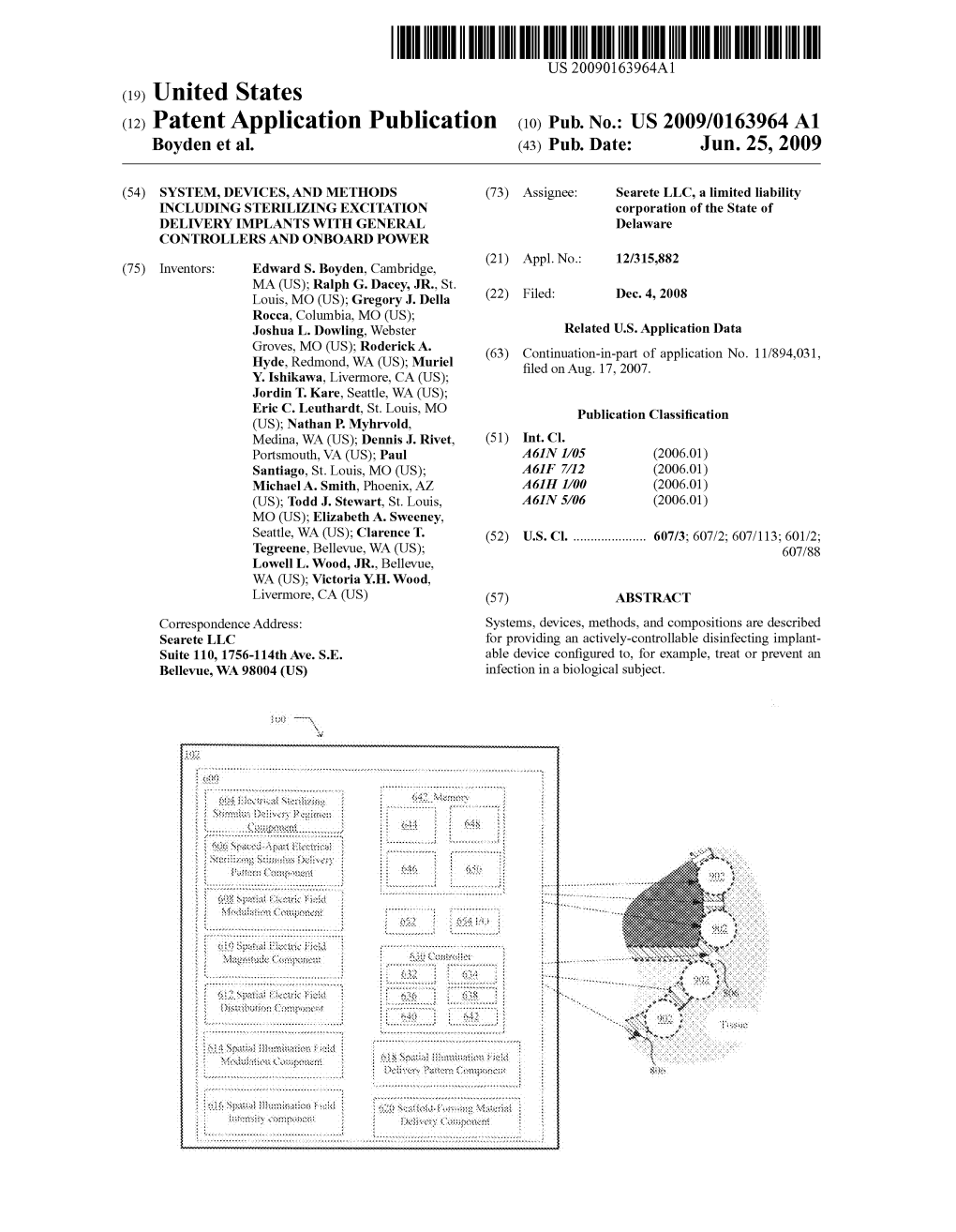 (12) Patent Application Publication (10) Pub. No.: US 2009/0163964 A1 Boyden Et Al