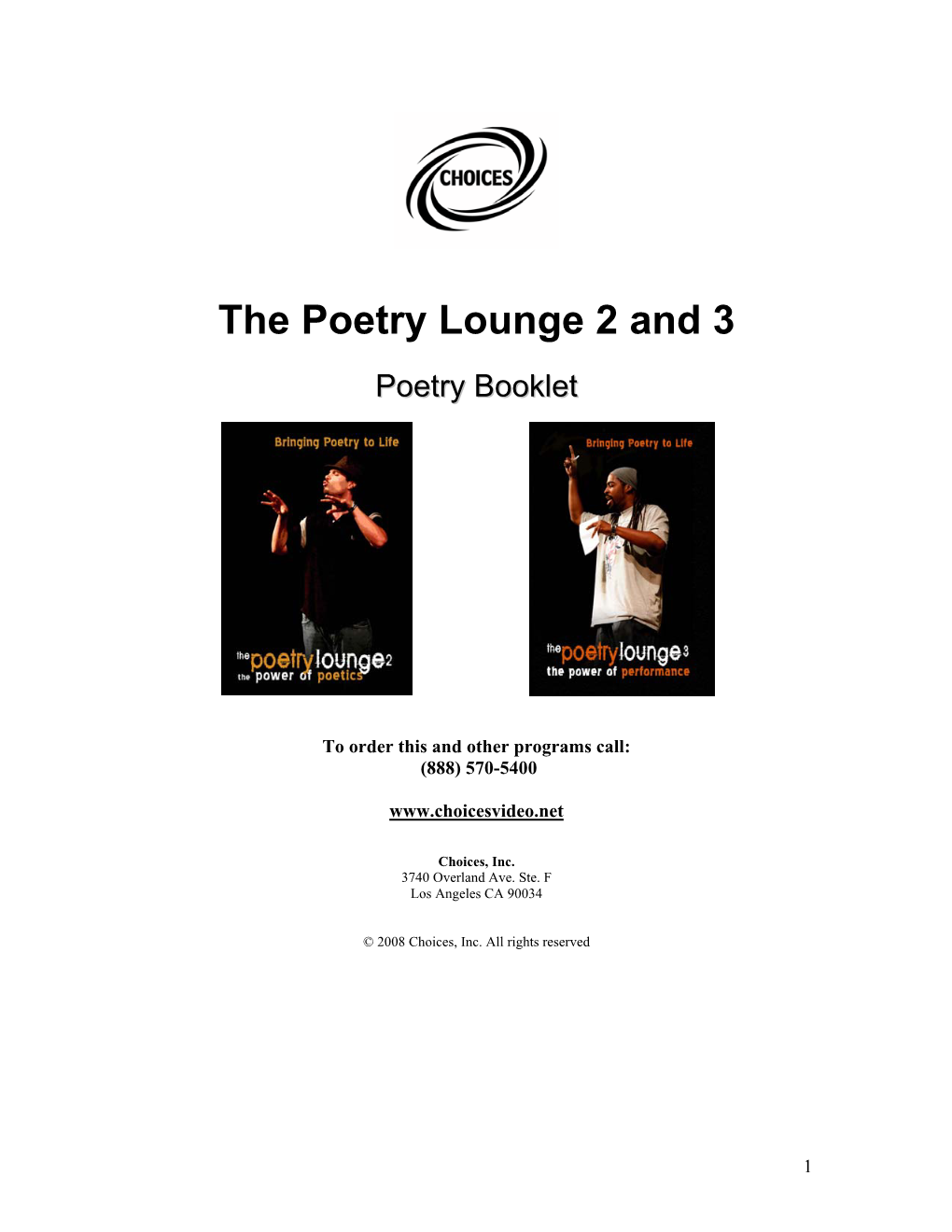 The Poetry Lounge 2 and 3 Poetry Booklet