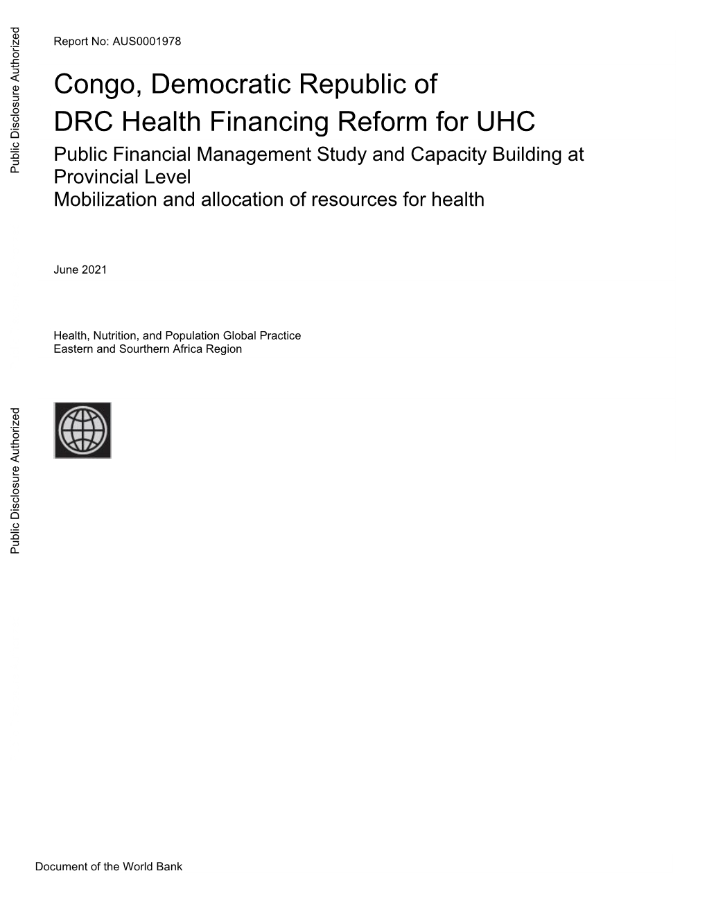 DRC Health Financing Reform For