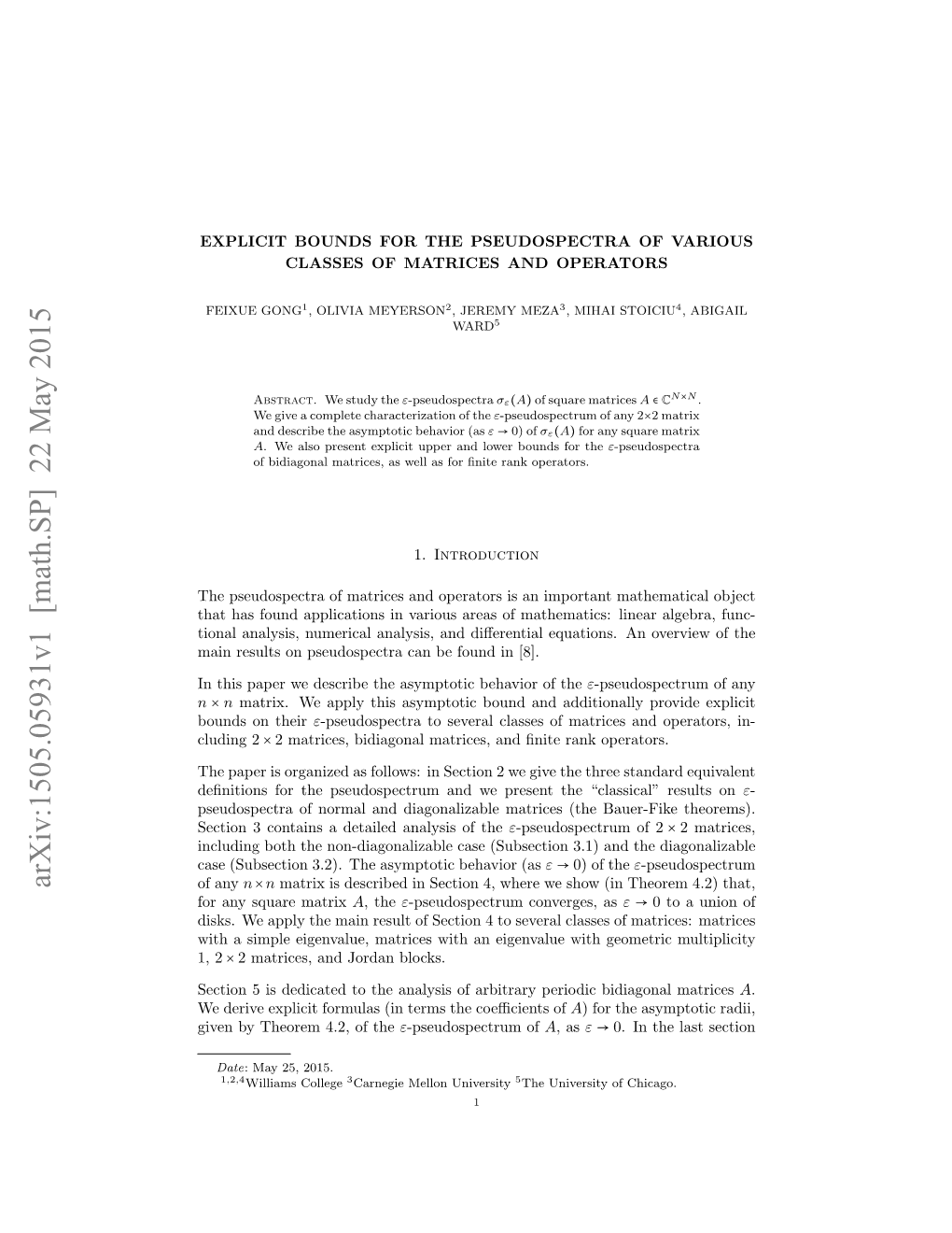 Explicit Bounds for the Pseudospectra of Various Classes of Matrices and Operators