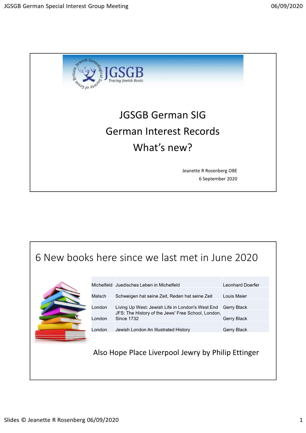 Handout from JGSGB German Sig on 6 September 2020