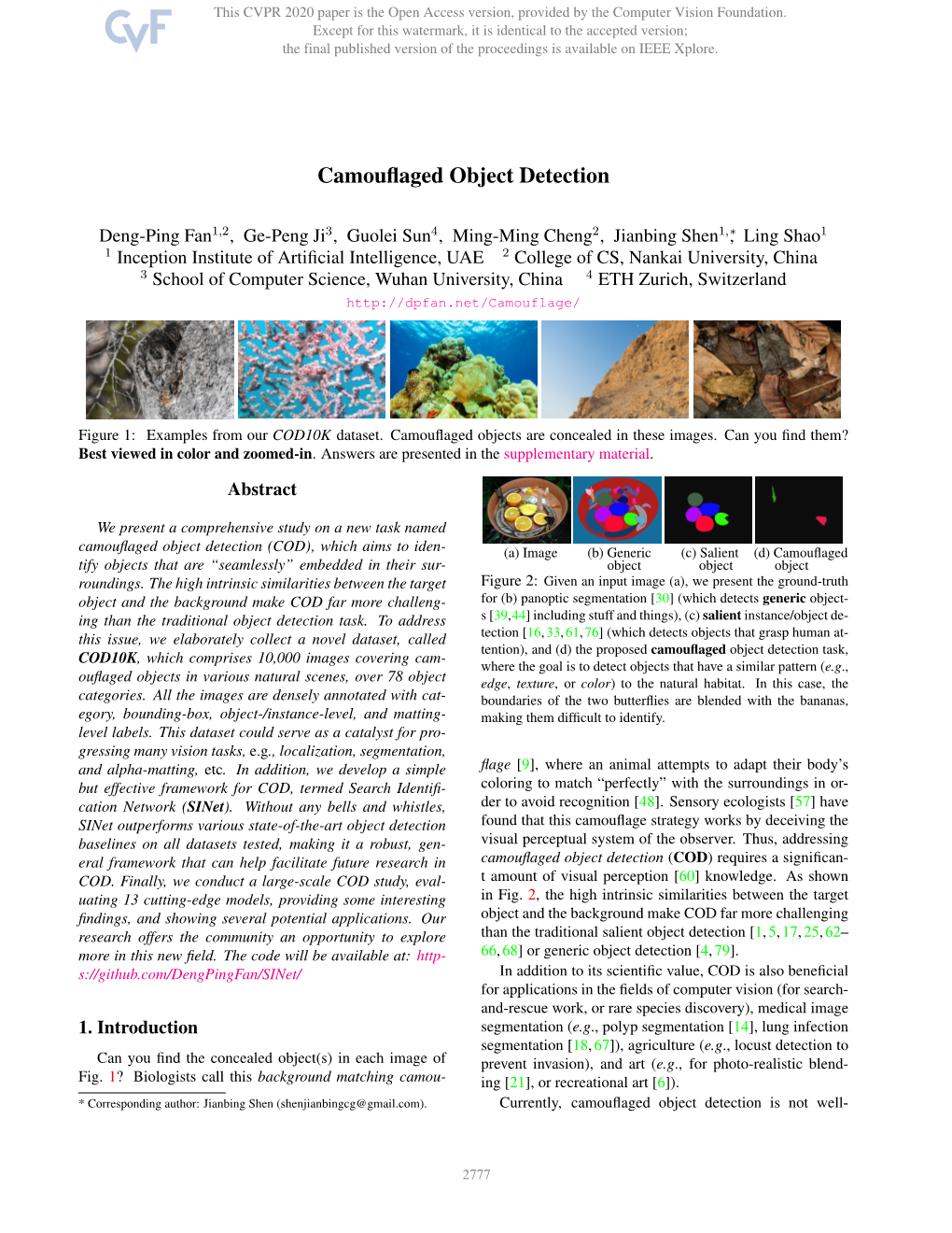 Camouflaged Object Detection