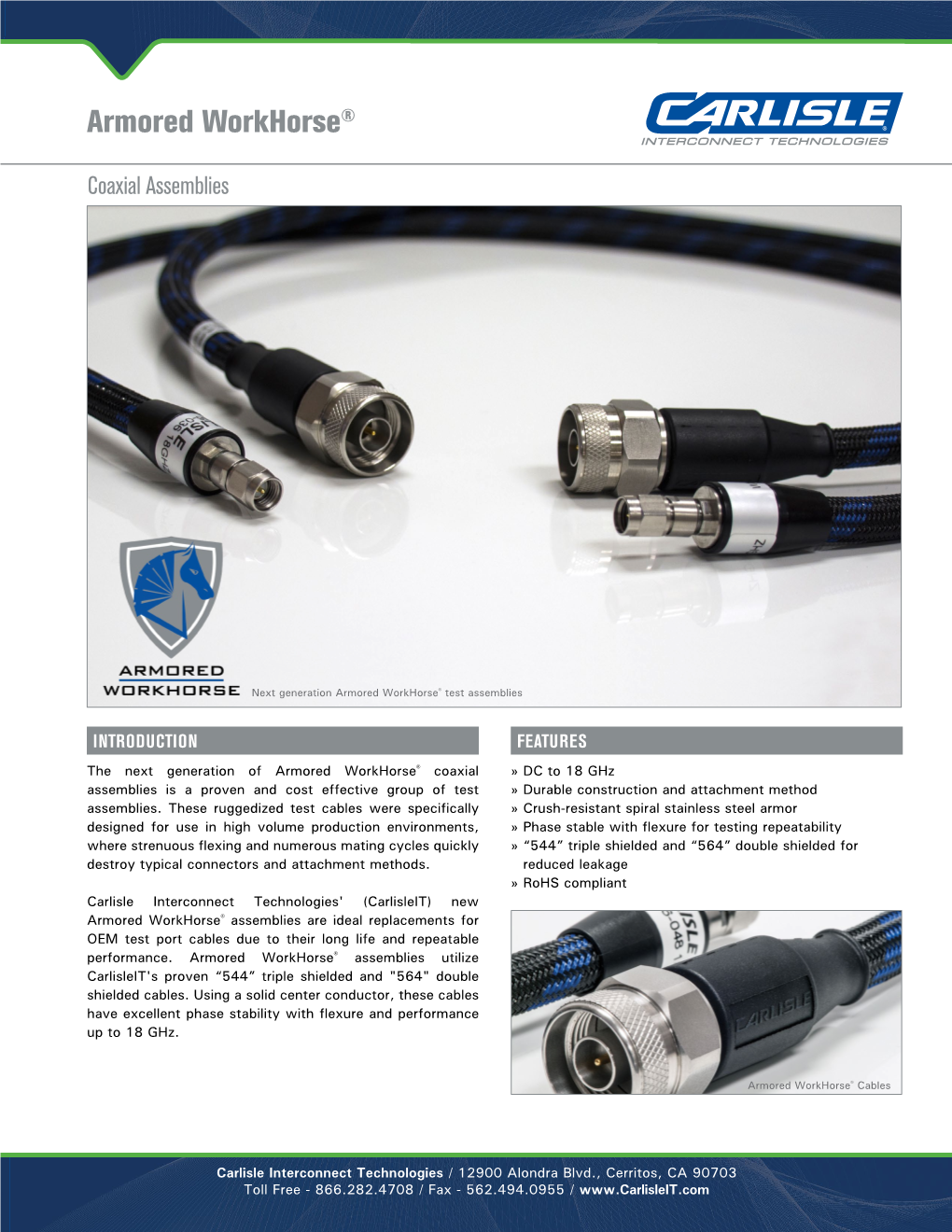 Armored Workhorse® Assemblies Are Ideal Replacements for OEM Test Port Cables Due to Their Long Life and Repeatable Performance