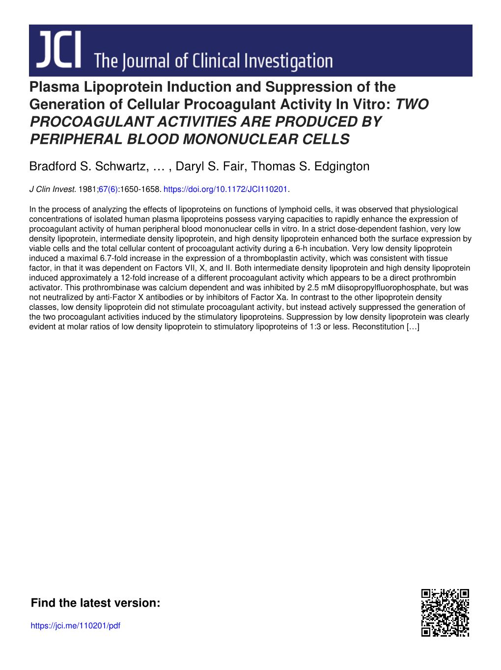 Plasma Lipoprotein Induction and Suppression of the Generation Of