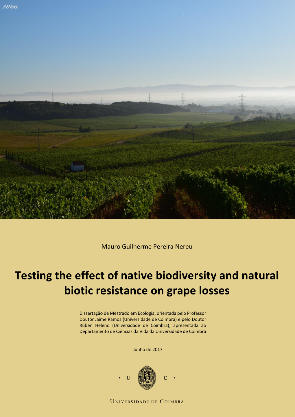 Testing the Effect of Native Biodiversity and Natural Biotic Resistance on Grape Losses