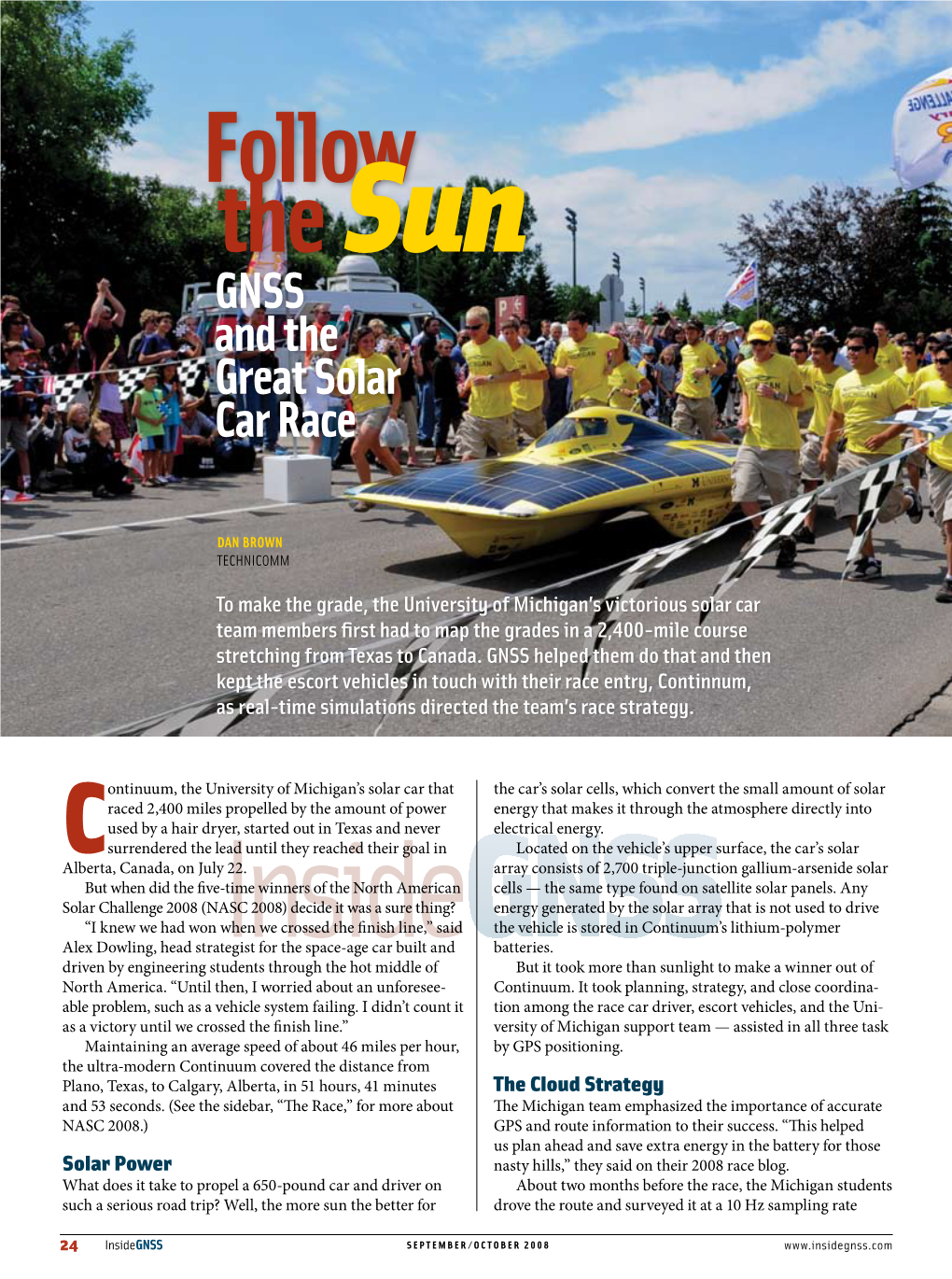 Follow the Sun GNSS and the Great Solar Car Race