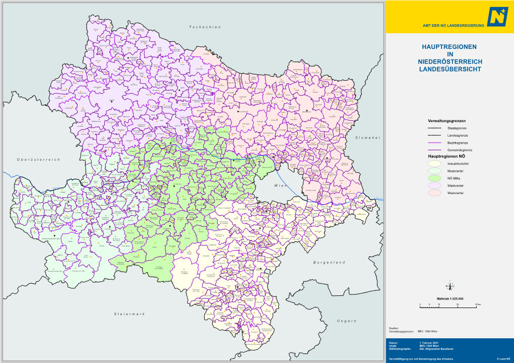 Hauptregionen in Niederösterreich