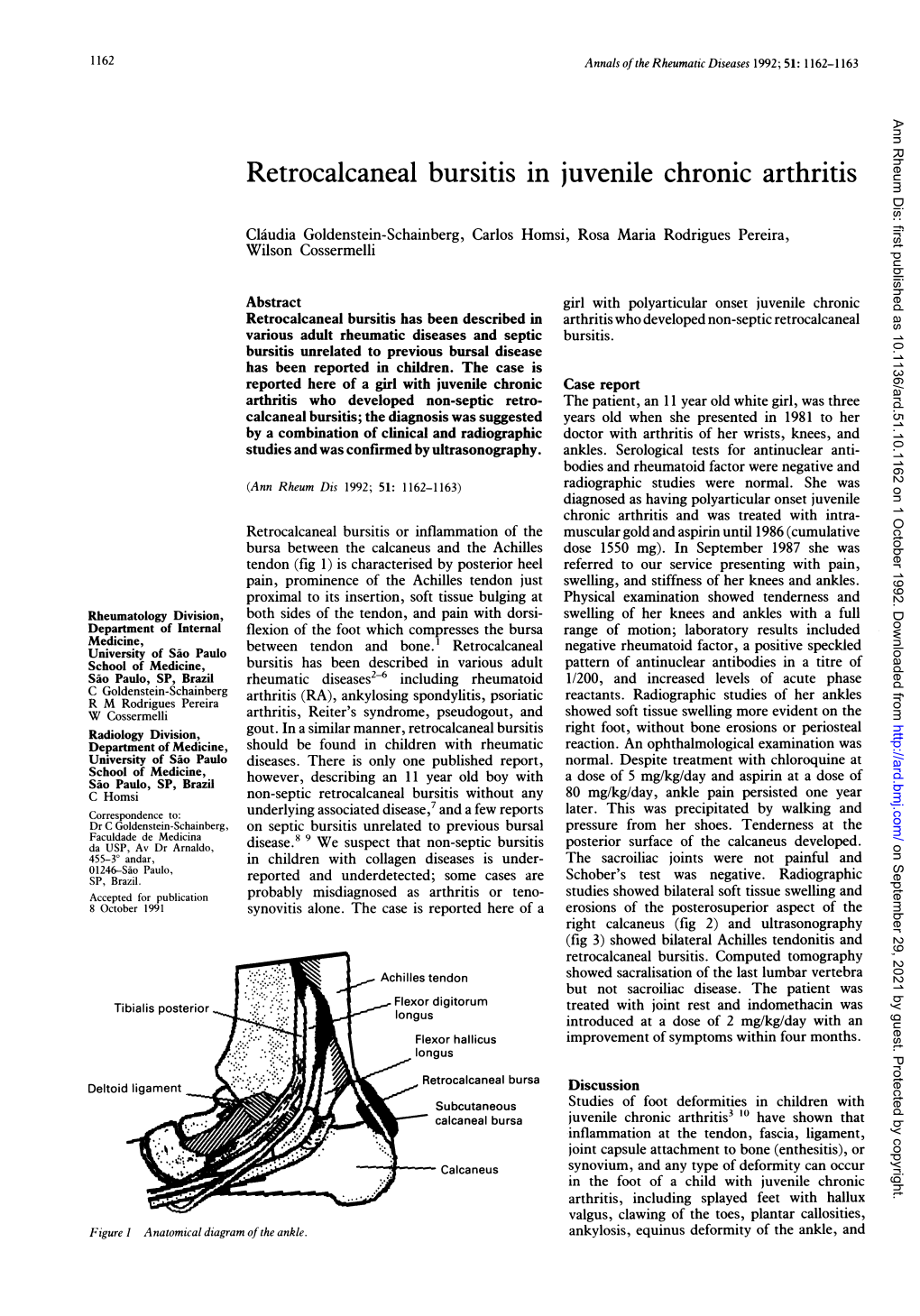 Retrocalcaneal Bursitis in Juvenile Chronic Arthritis