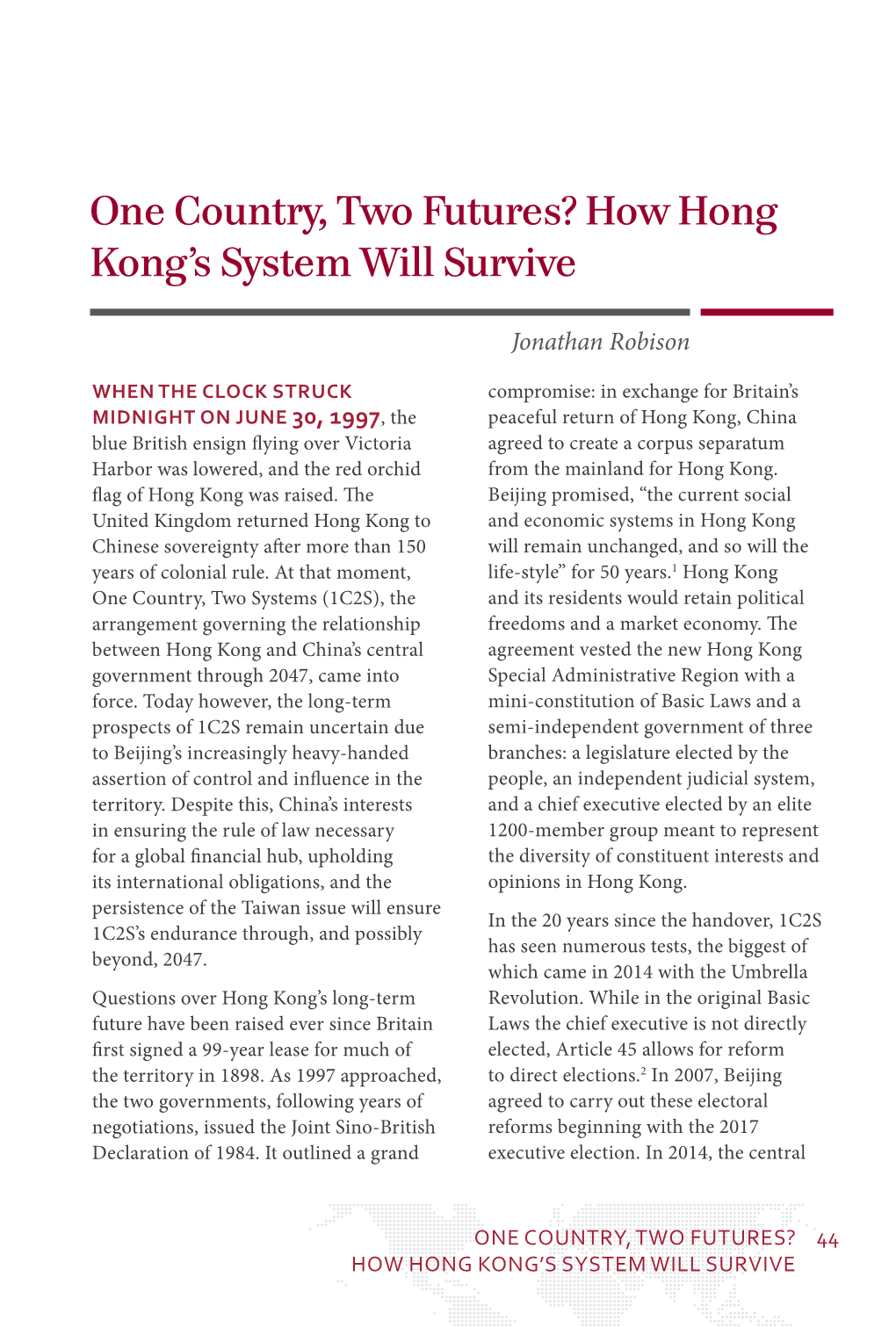 How Hong Kong's System Will Survive