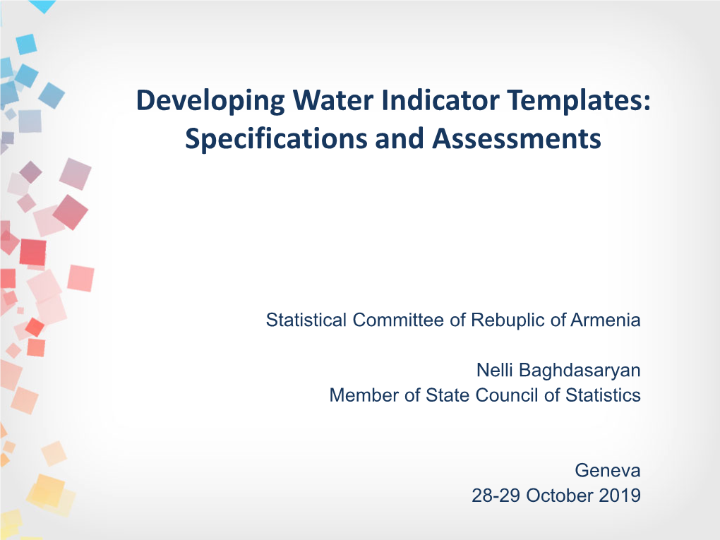 Developing Water Indicator Templates: Specifications and Assessments