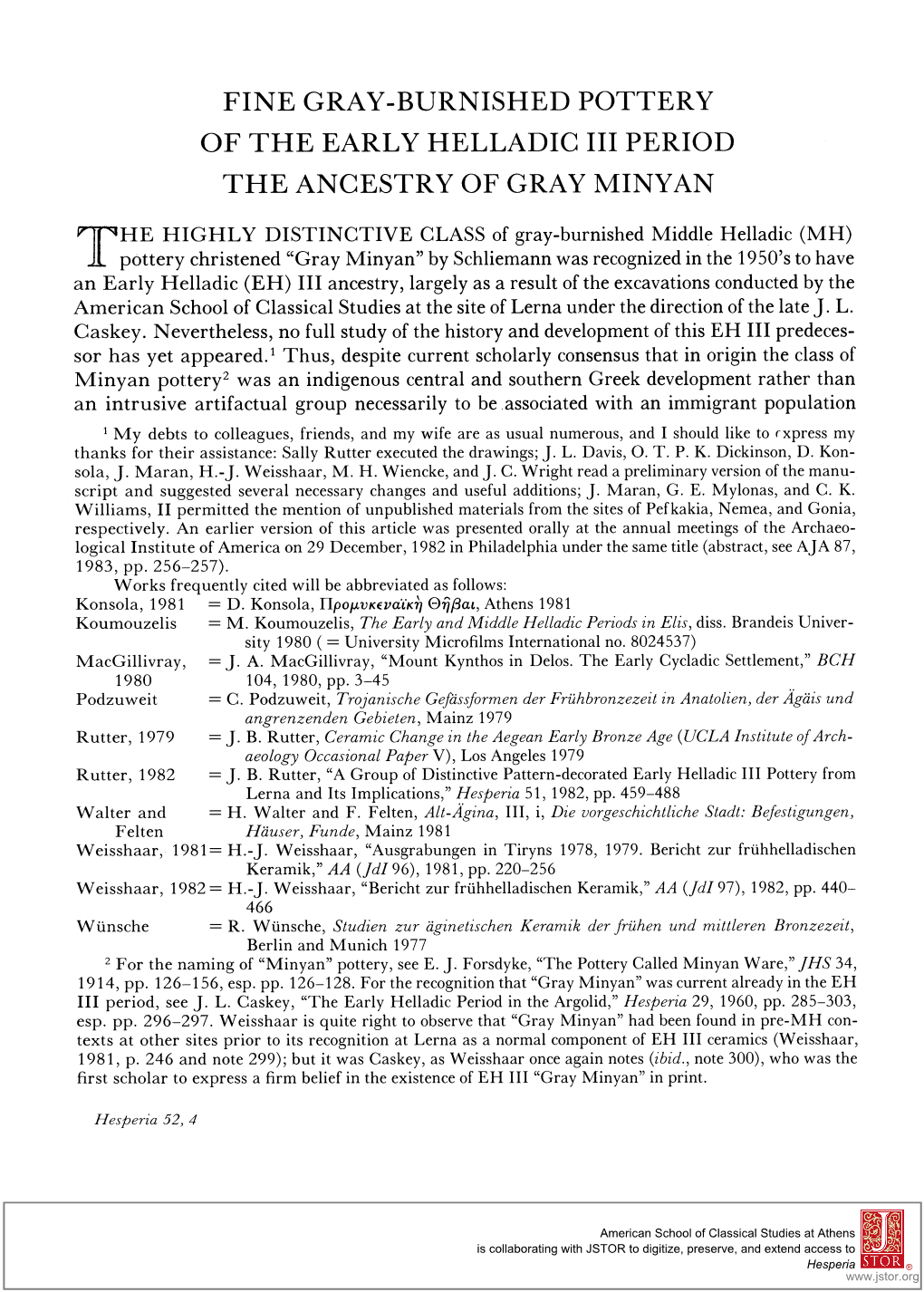 Fine Gray-Burnished Pottery of the Early Helladic Iii Period the Ancestry of Gray Minyan