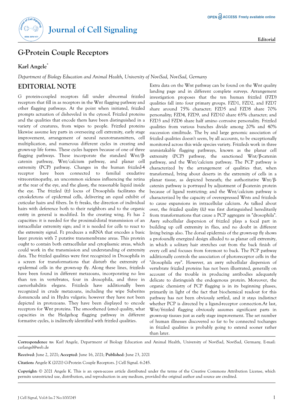 G-Protein Couple Receptors