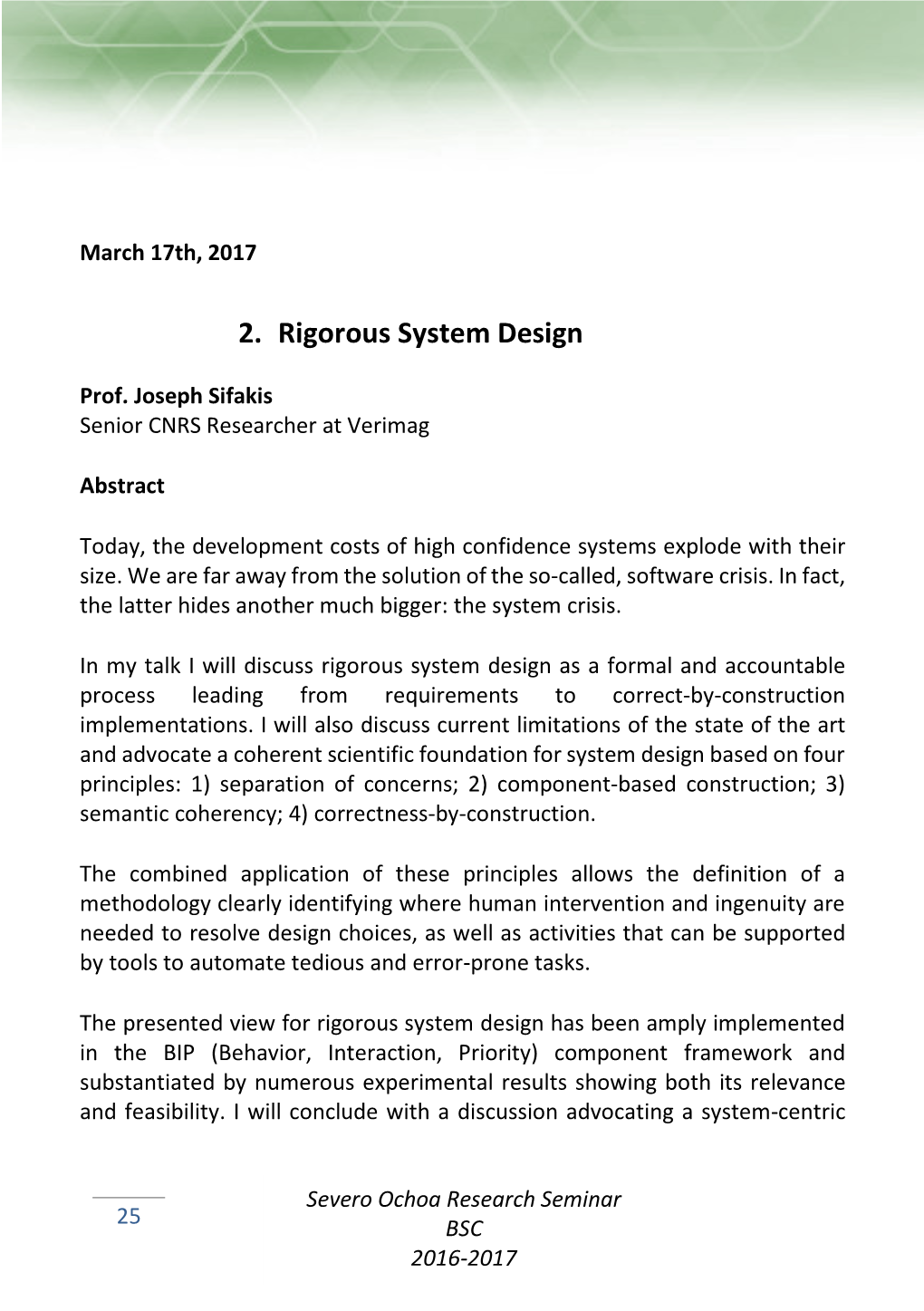 2. Rigorous System Design