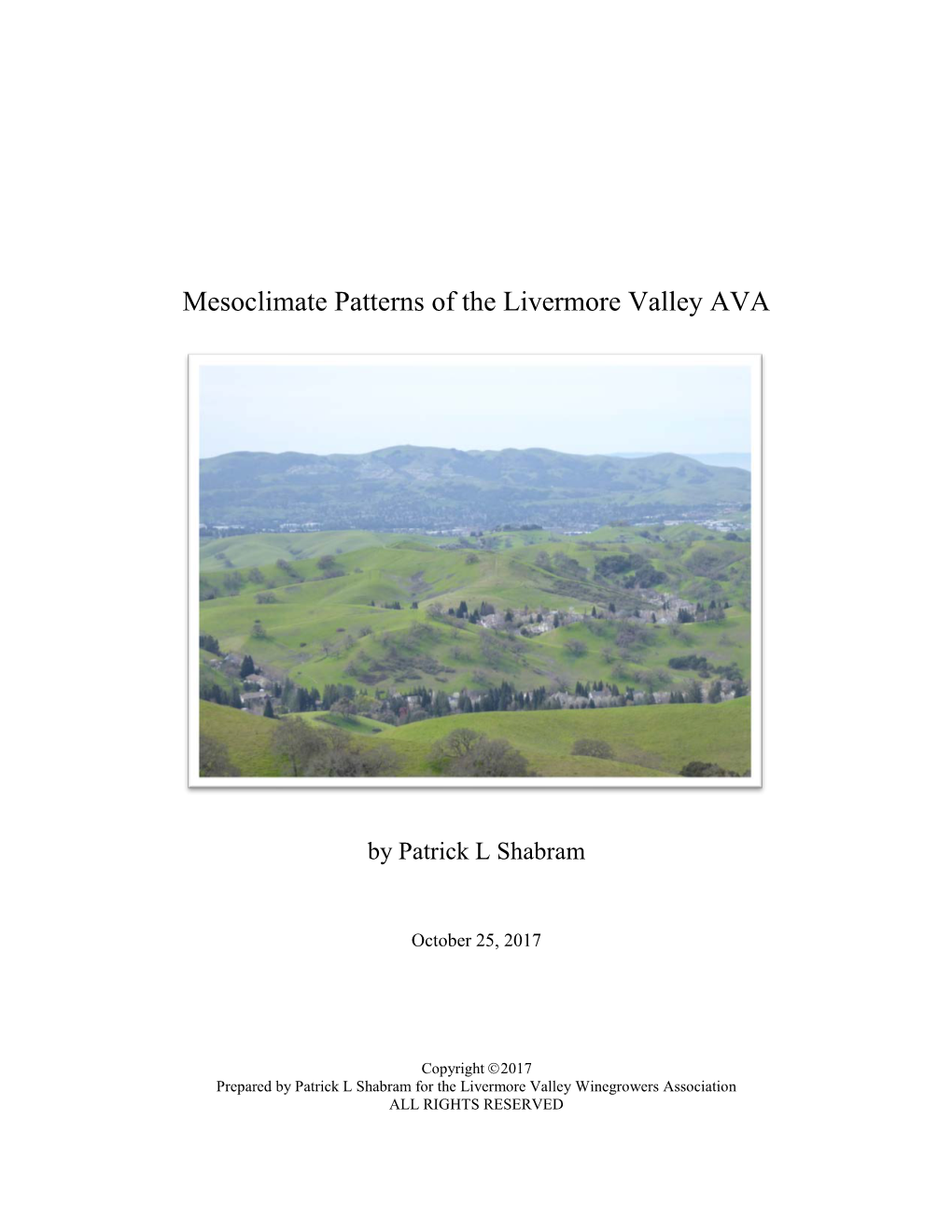 Mesoclimate Patterns of the Livermore Valley AVA