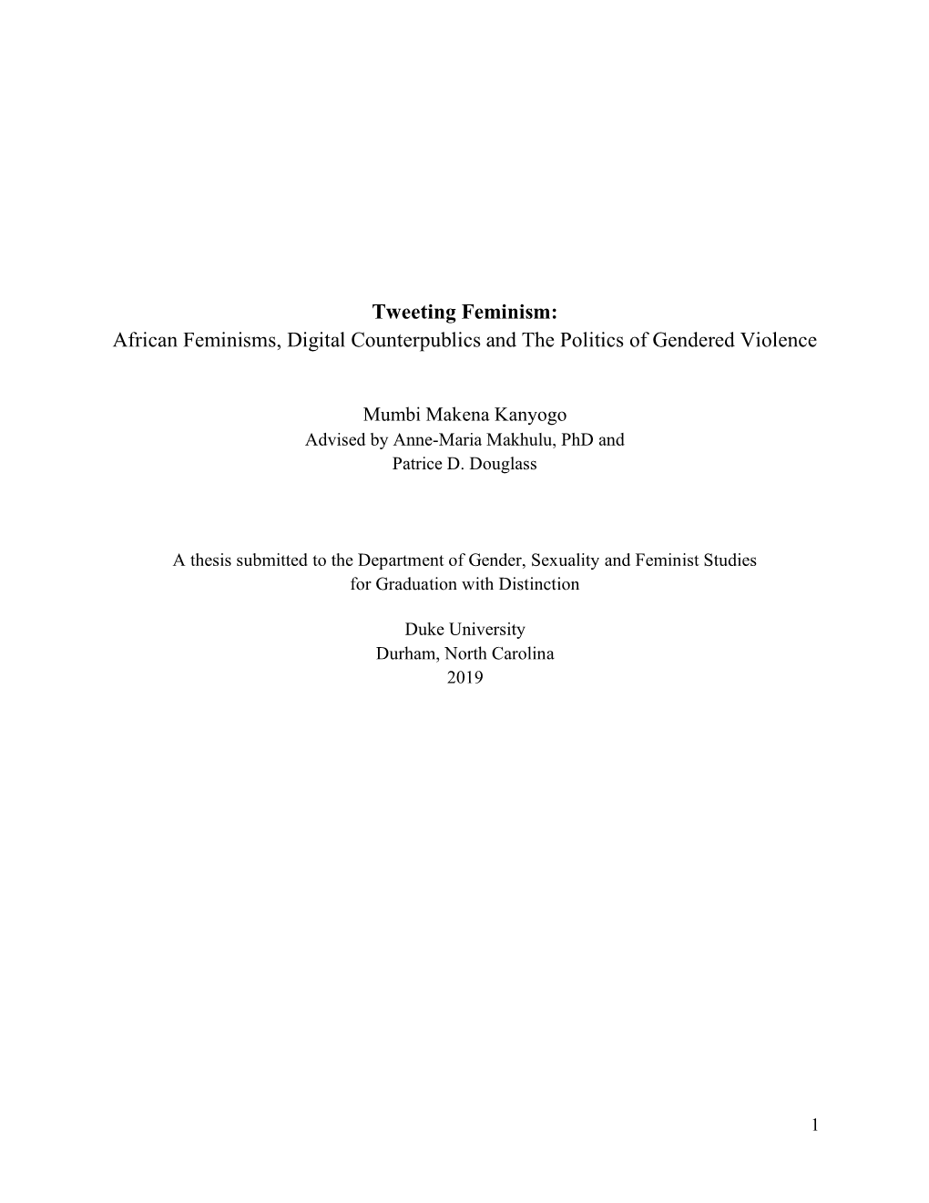 African Feminisms, Digital Counterpublics and the Politics of Gendered Violence