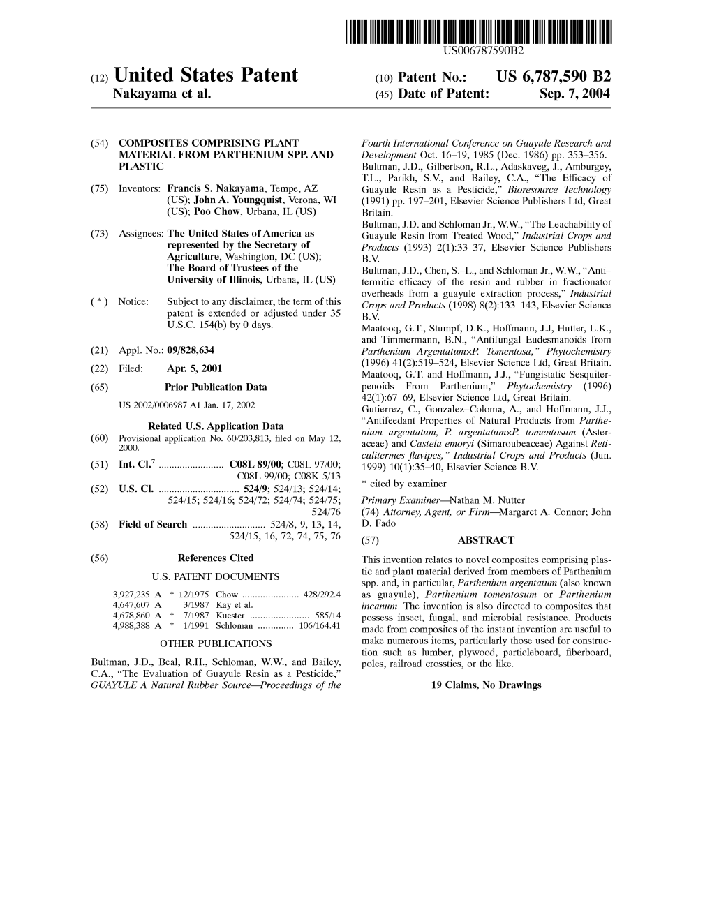 (12) United States Patent (10) Patent No.: US 6,787,590 B2 Nakayama Et Al