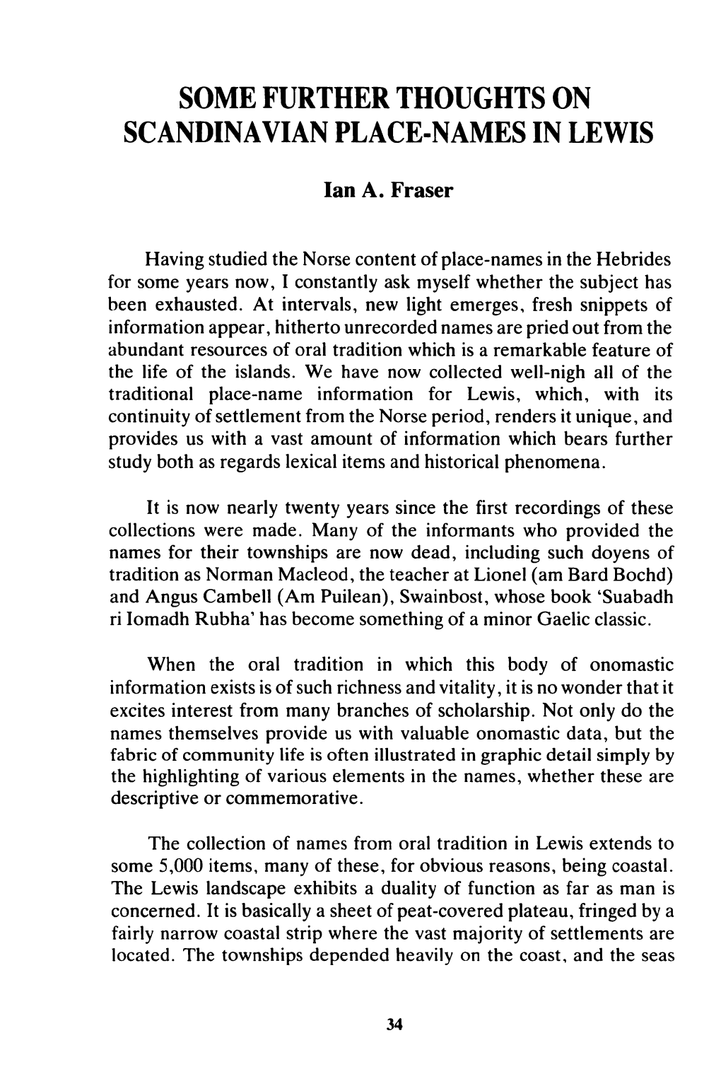 Some Further Thoughts on Scandinavian Place-Names in Lewis