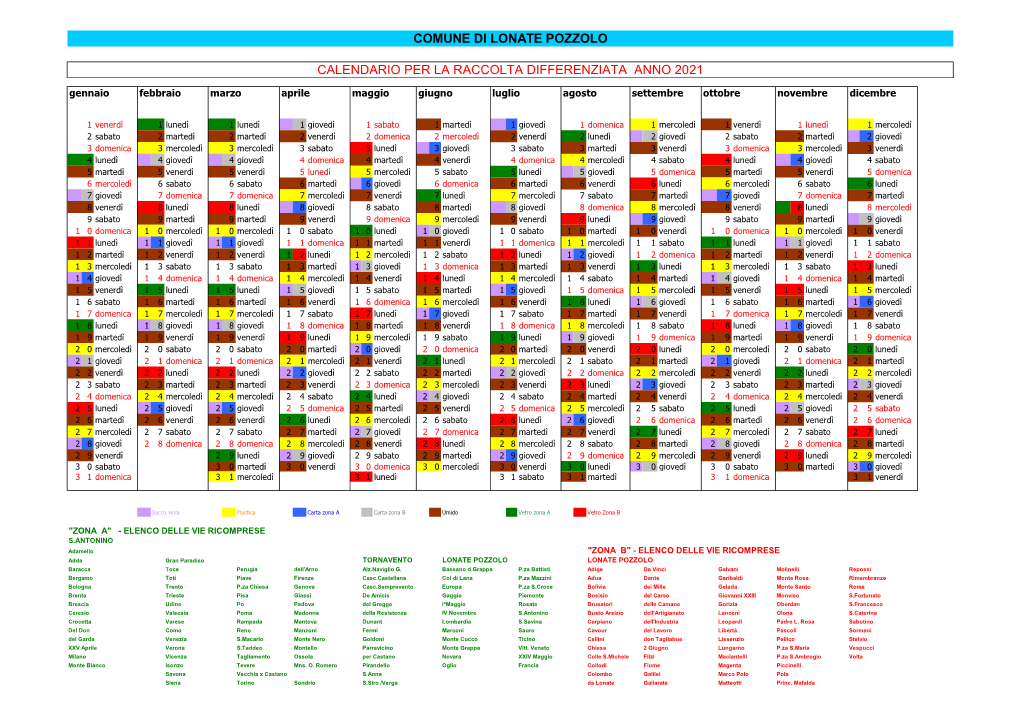 Calendario 2021 LONATE