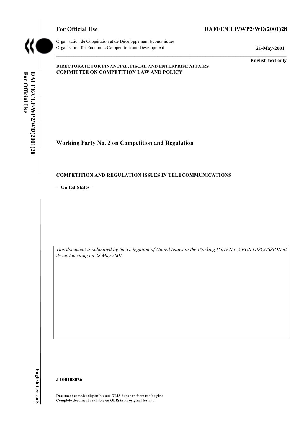 28 Working Party No. 2 on Competition and Regulation DAFFE