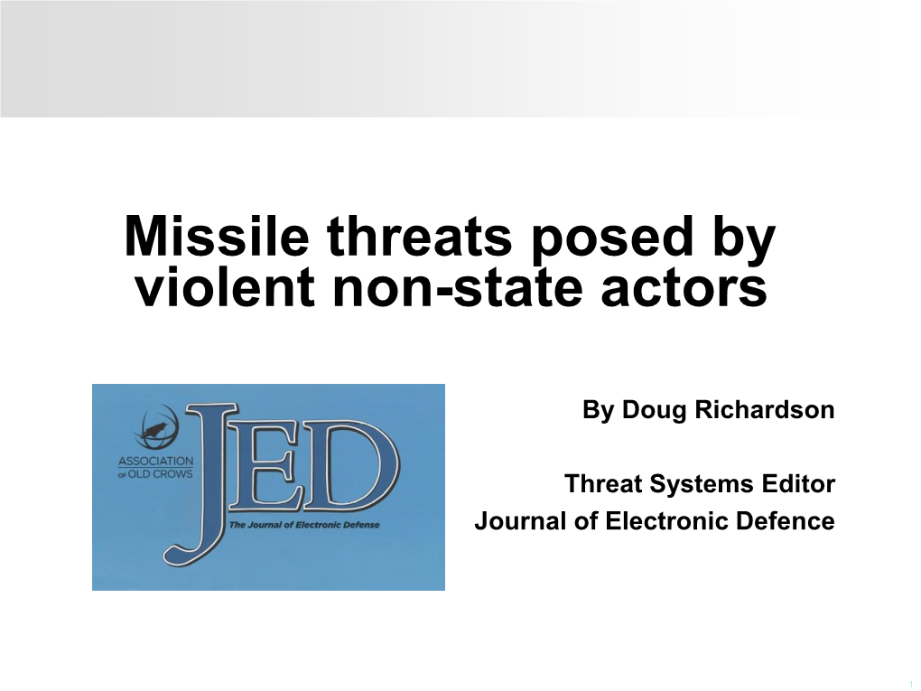 Missile Threats Posed by Violent Non-State Actors